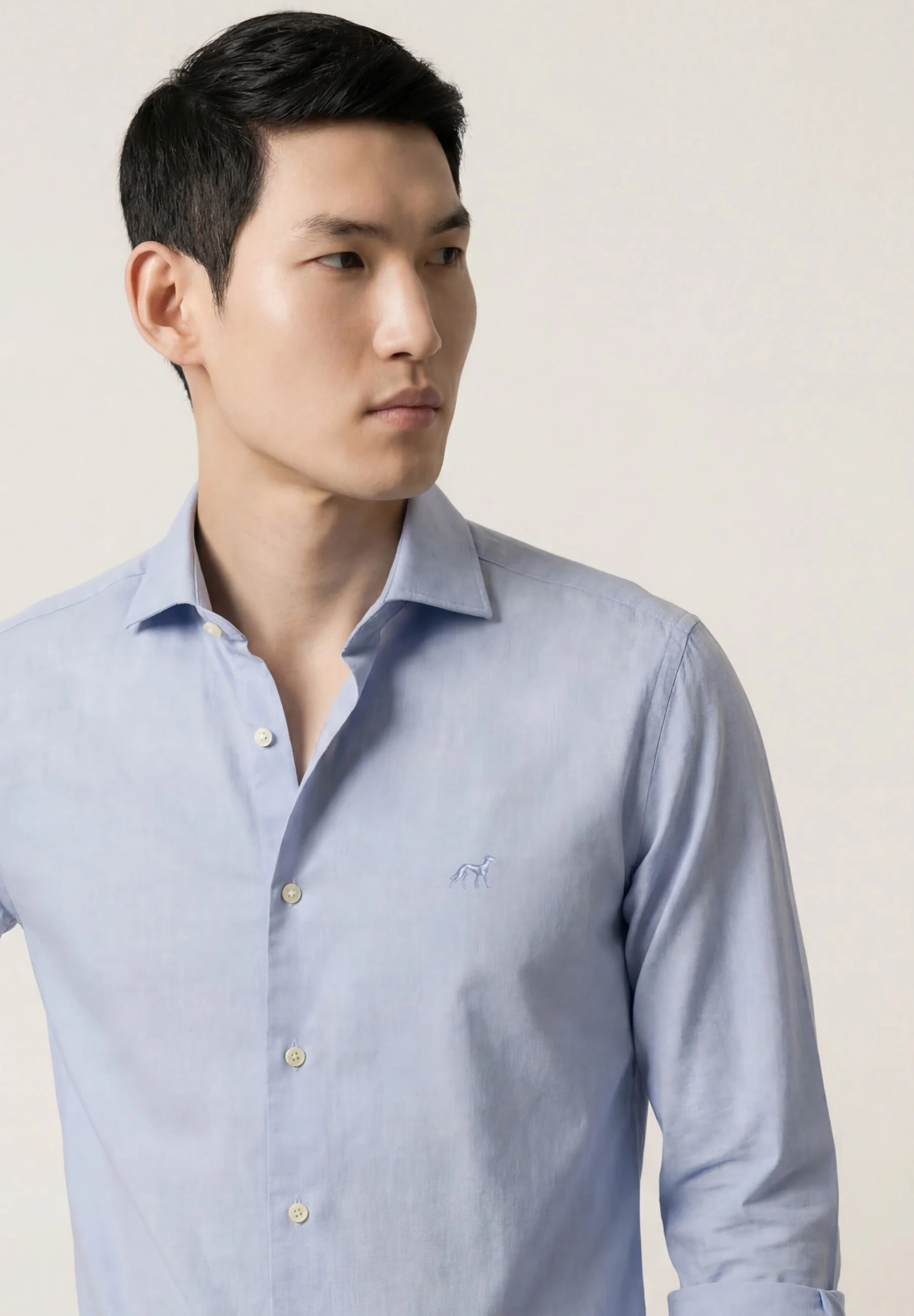 Camisa Oxford com colarinho aberto, slim fit
