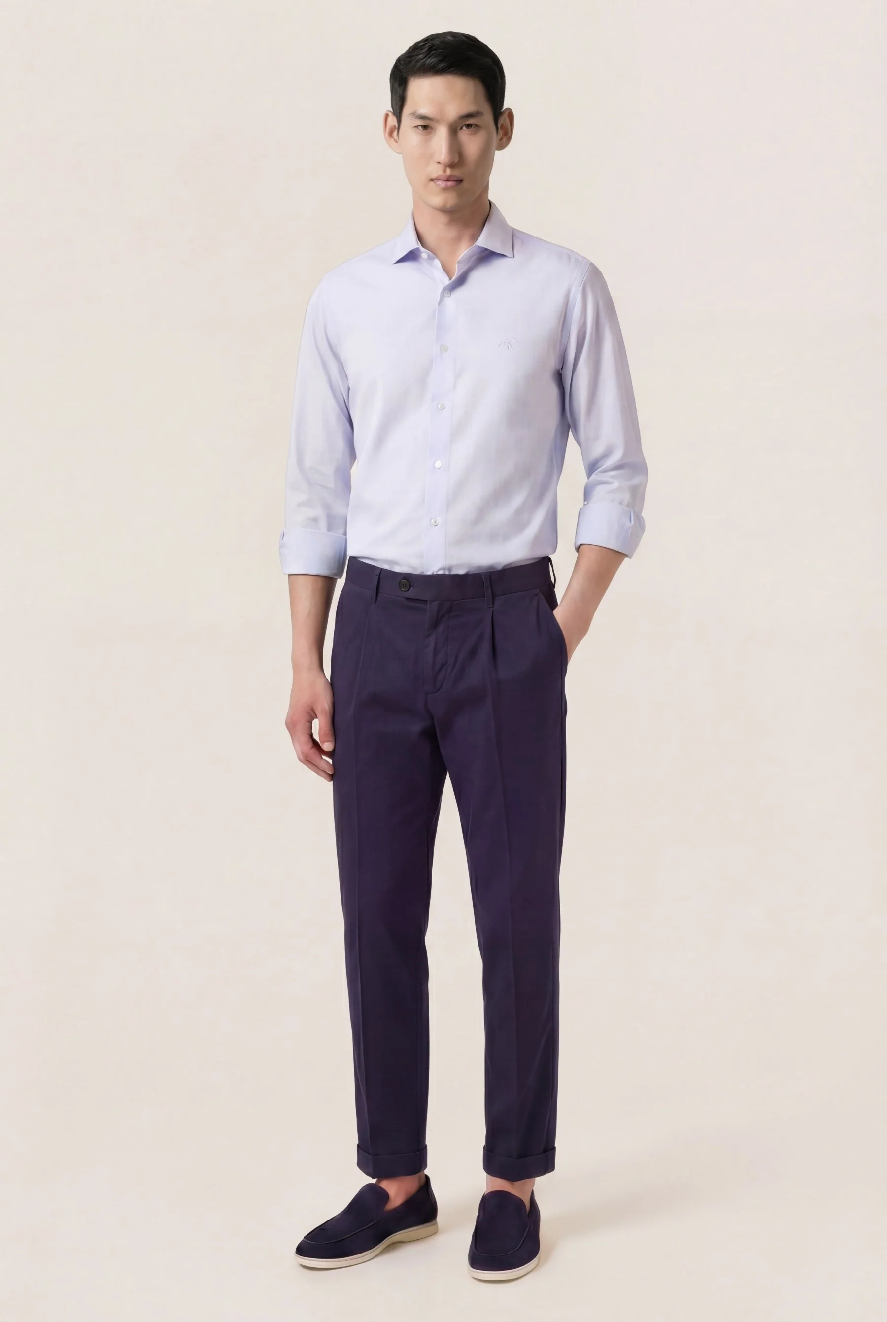 Camisa Oxford com colarinho aberto, slim fit - Image 11