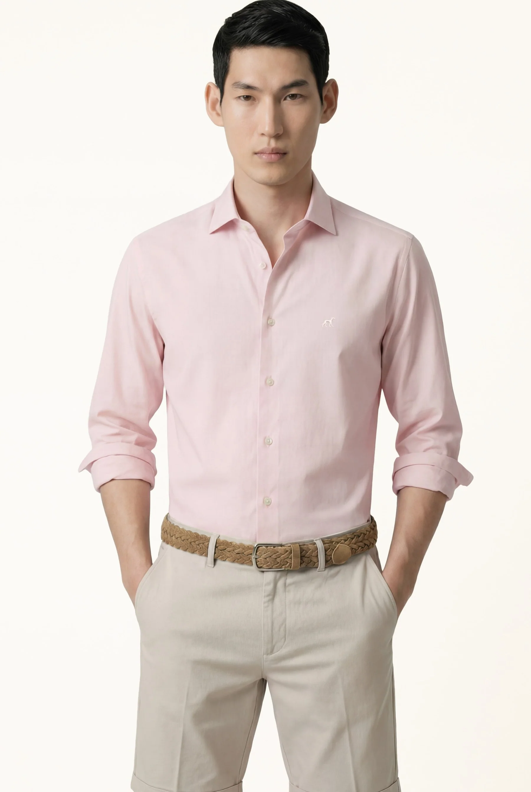 Camisa Oxford com colarinho aberto, slim fit - Image 19