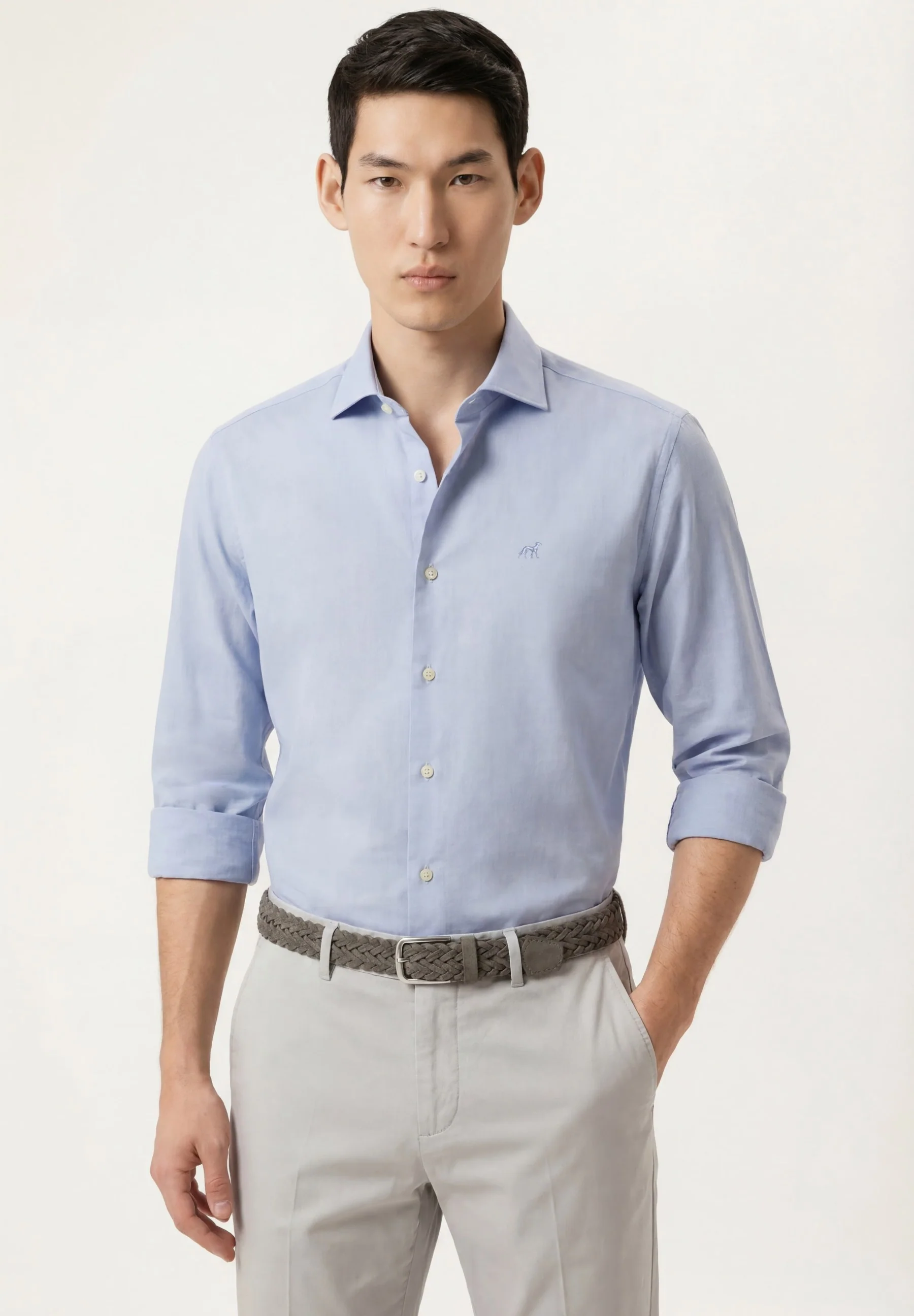 Camisa Oxford com colarinho aberto, slim fit - Image 2