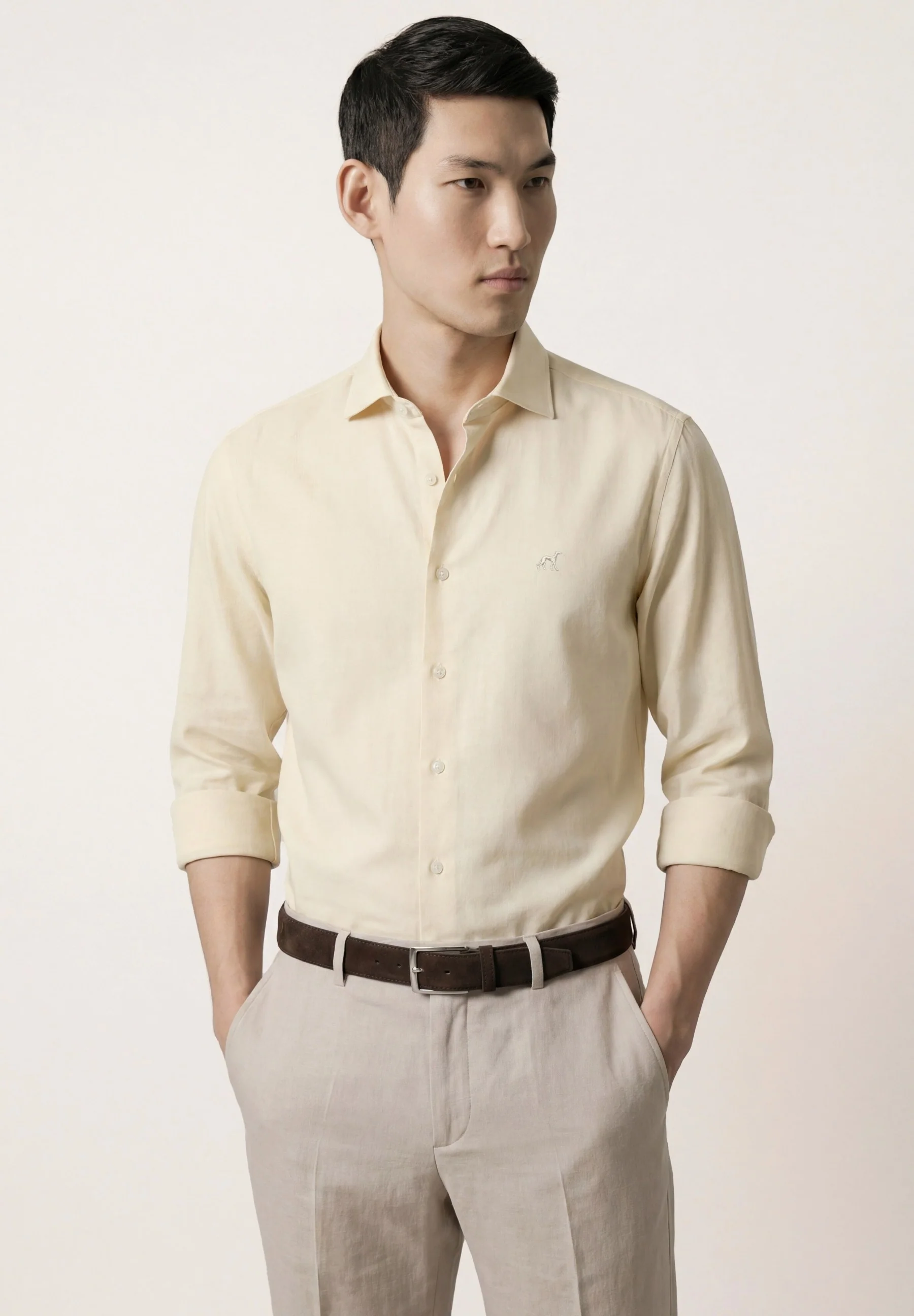 Camisa Oxford com colarinho aberto, slim fit - Image 25