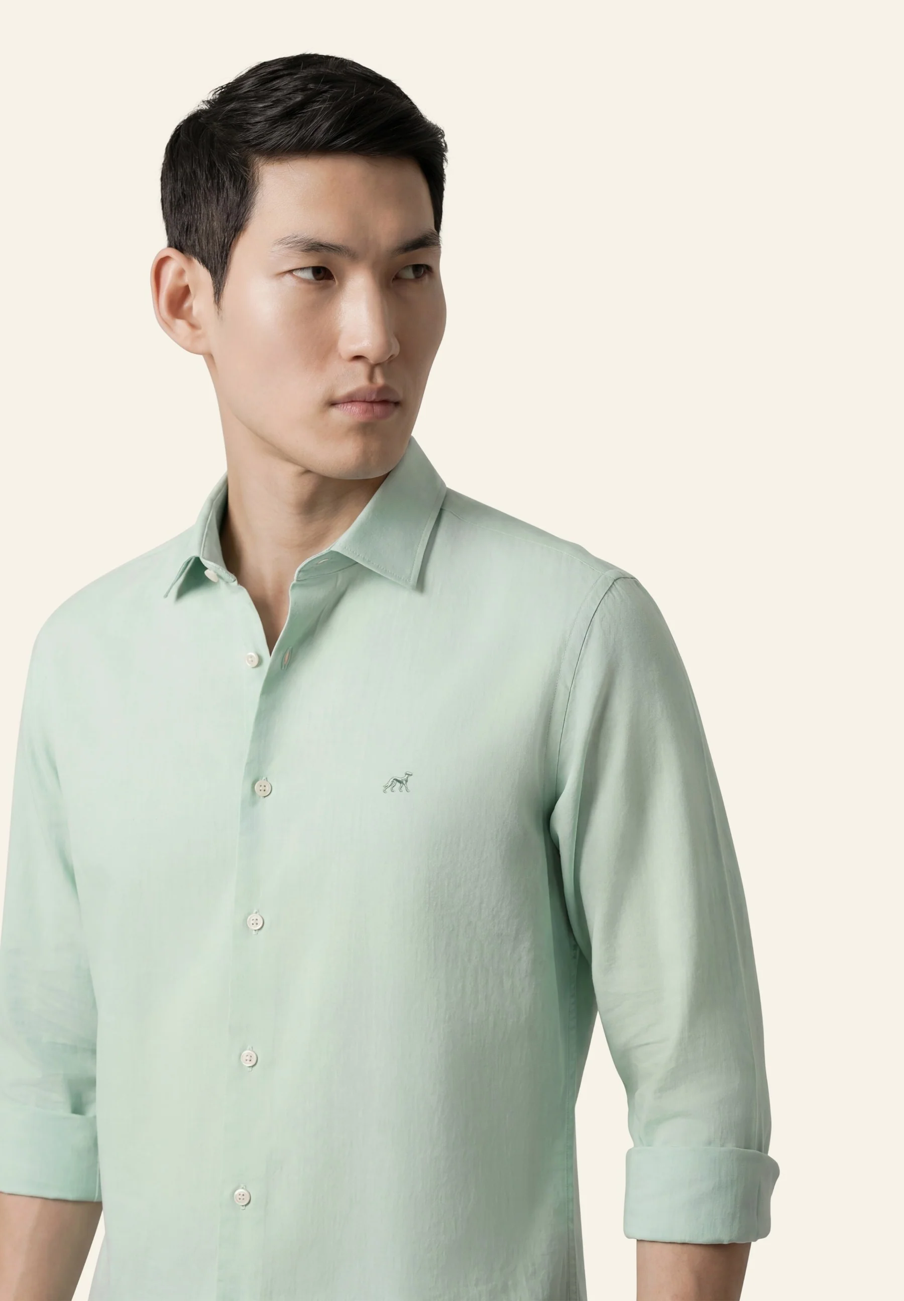 Camisa Oxford com colarinho aberto, slim fit - Image 6