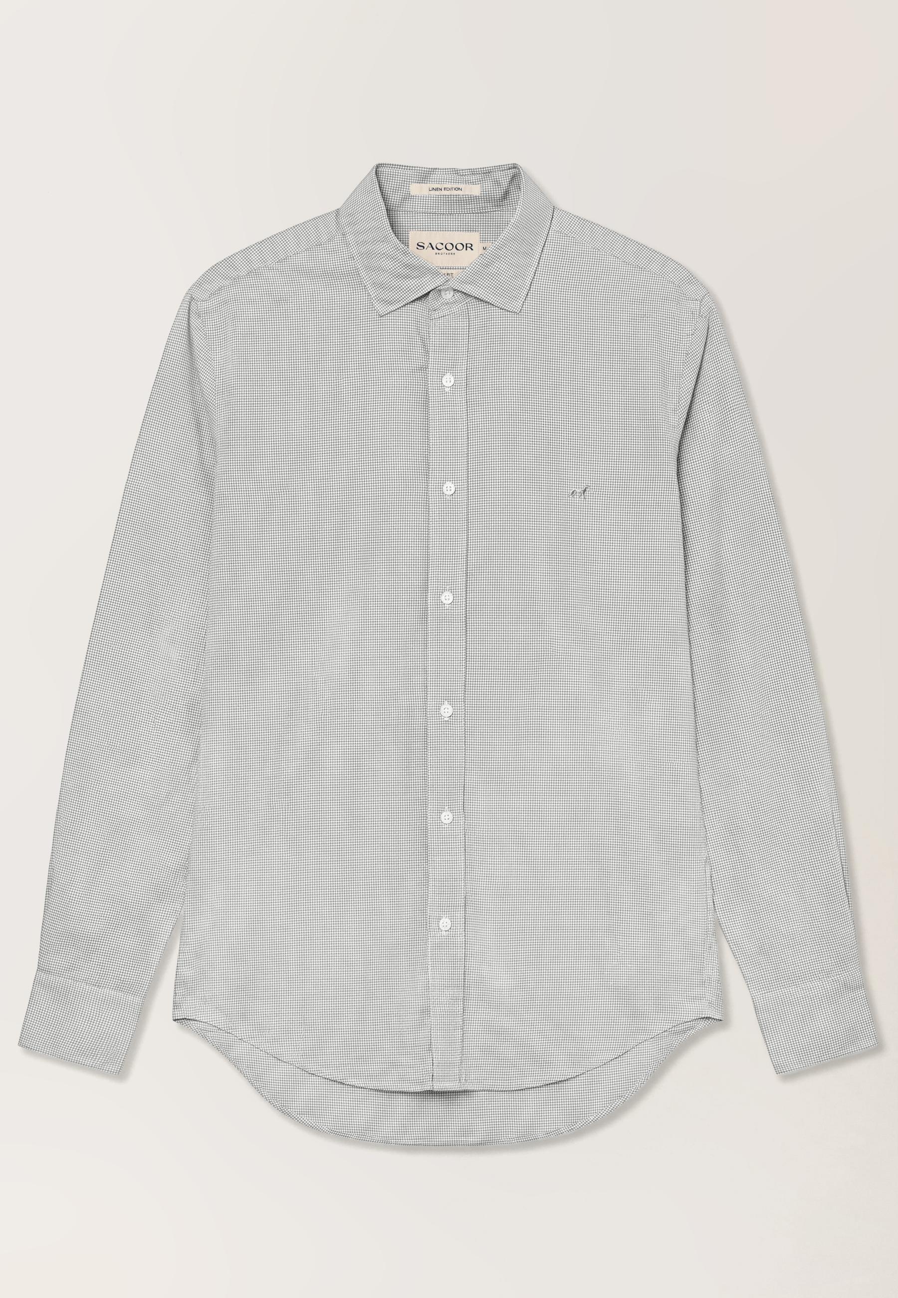 Camisa Pied Poule com colarinho aberto, slim fit - Image 4