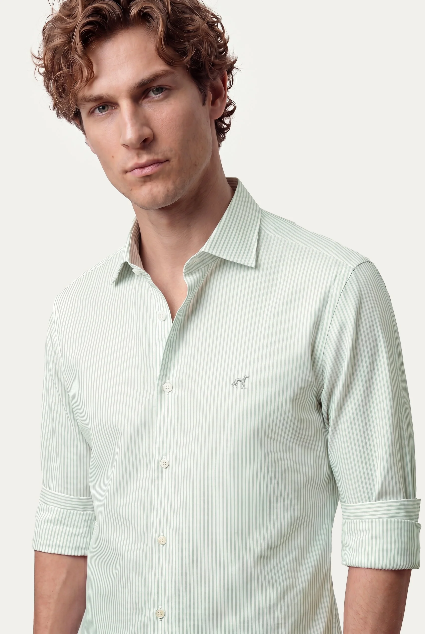 Camisa Popelin às Riscas com colarinho aberto, regular fit - Image 11