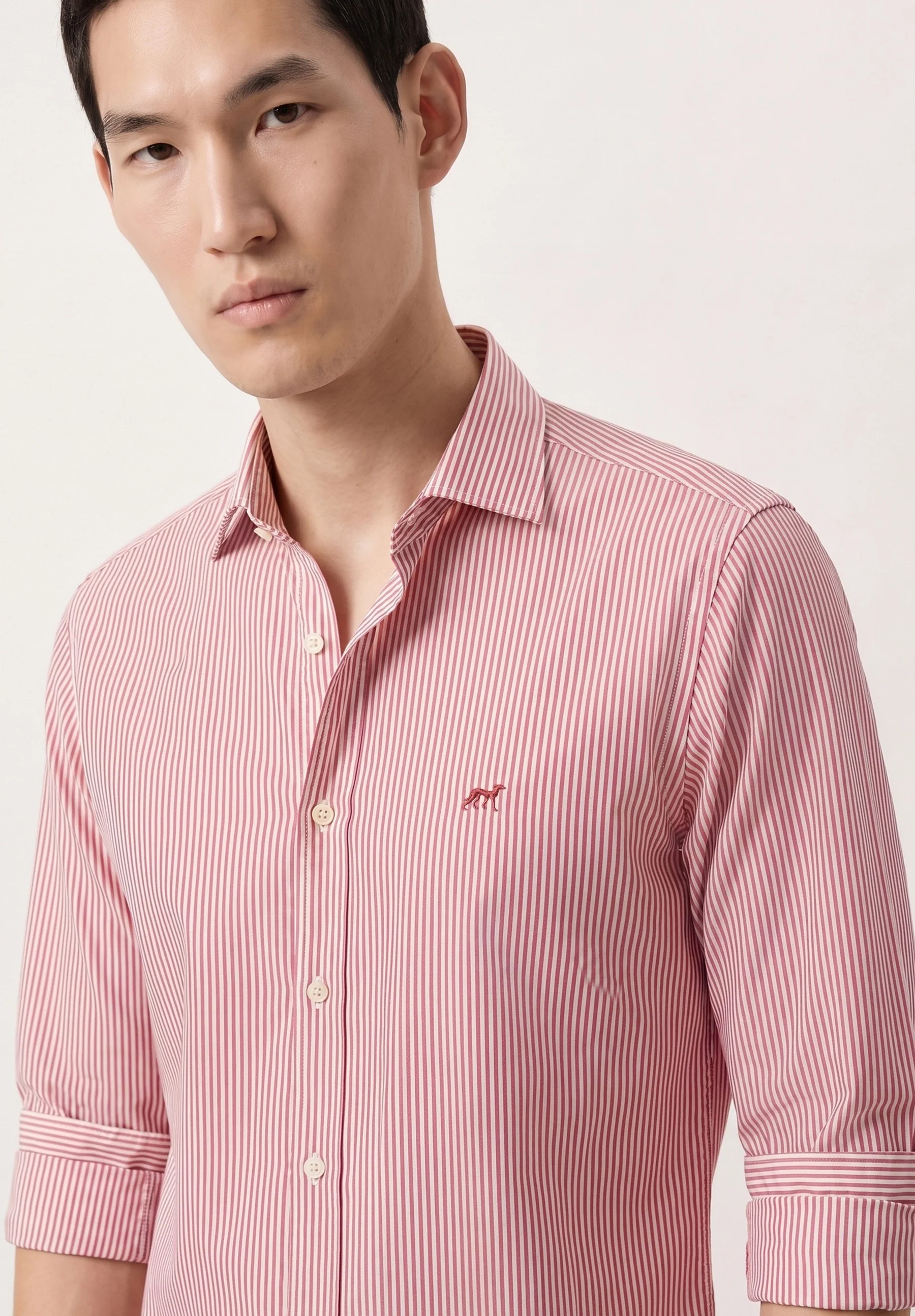 Camisa Popelin às Riscas com colarinho aberto, regular fit - Image 19