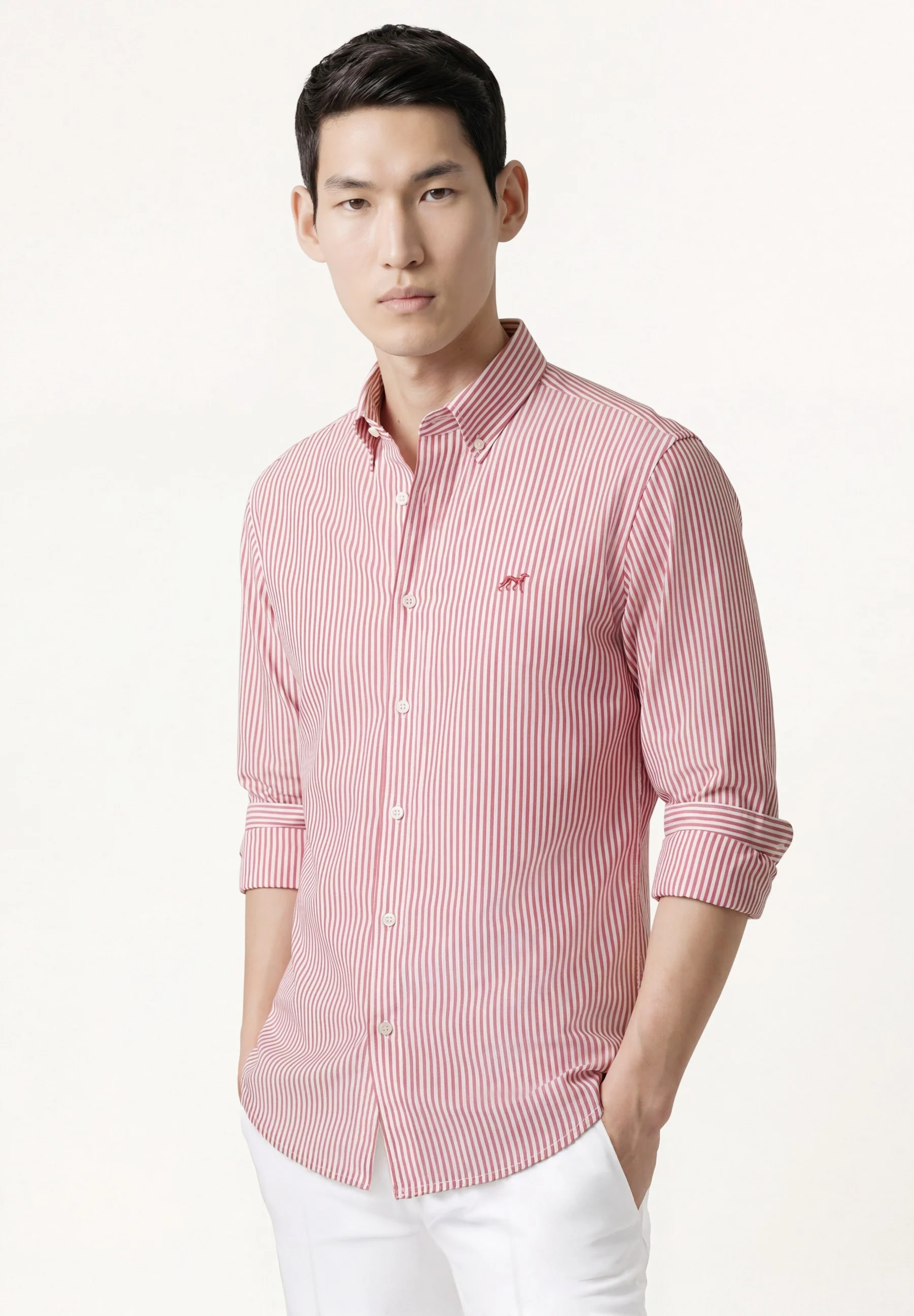 Camisa Popelin às Riscas com colarinho aberto, regular fit - Image 20