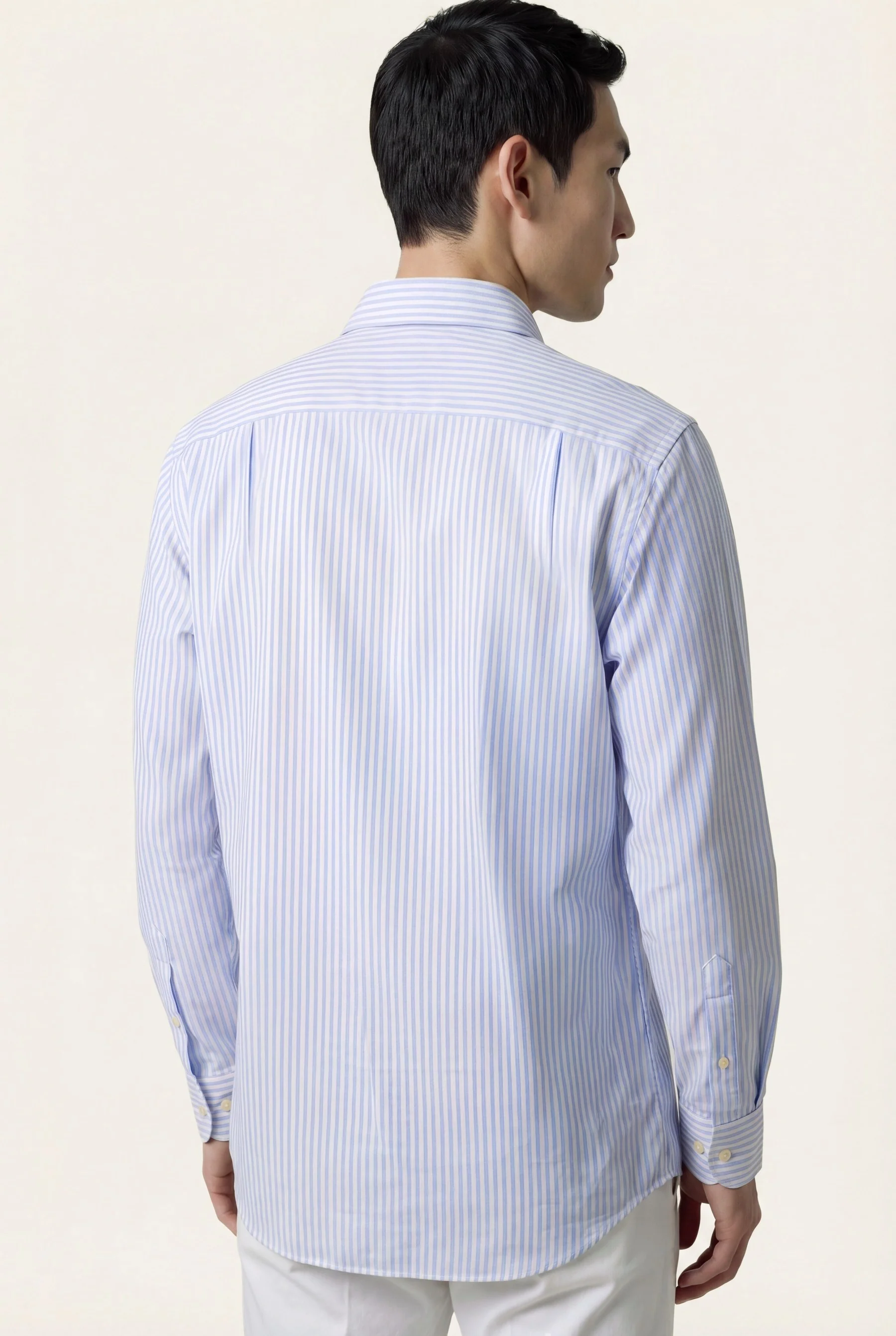 Camisa Popelin às Riscas com colarinho aberto, regular fit - Image 5