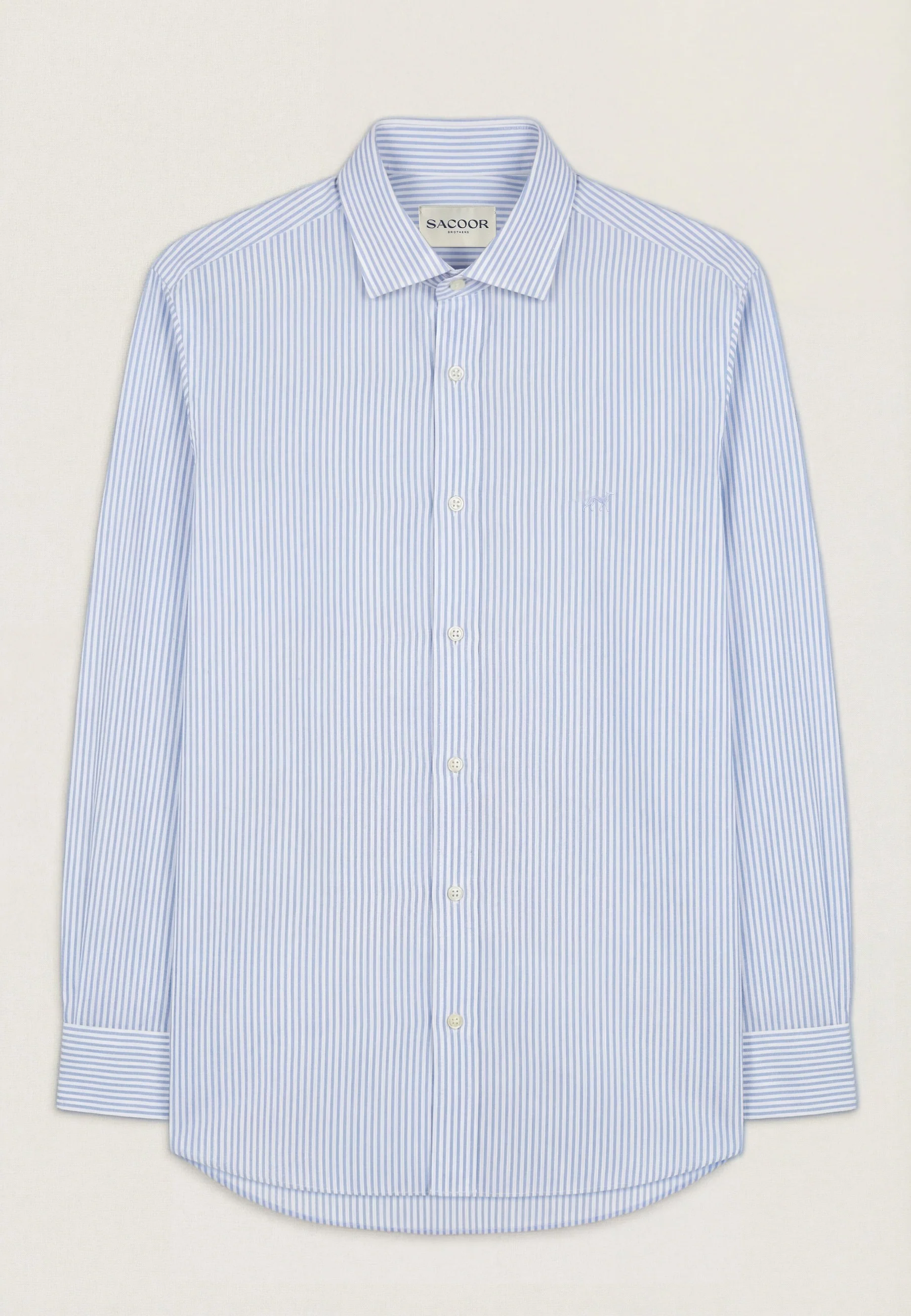 Camisa Popelin às Riscas com colarinho aberto, regular fit - Image 6