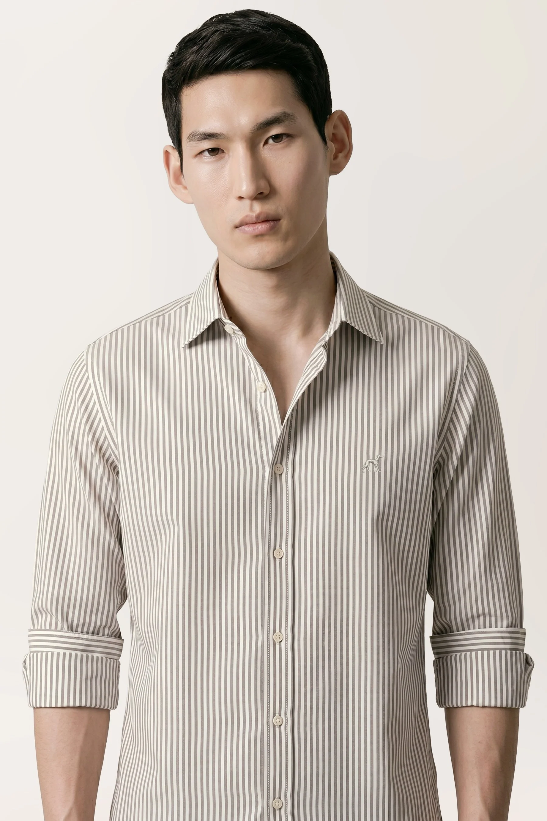 Camisa Popelin às Riscas com colarinho aberto, regular fit - Image 7