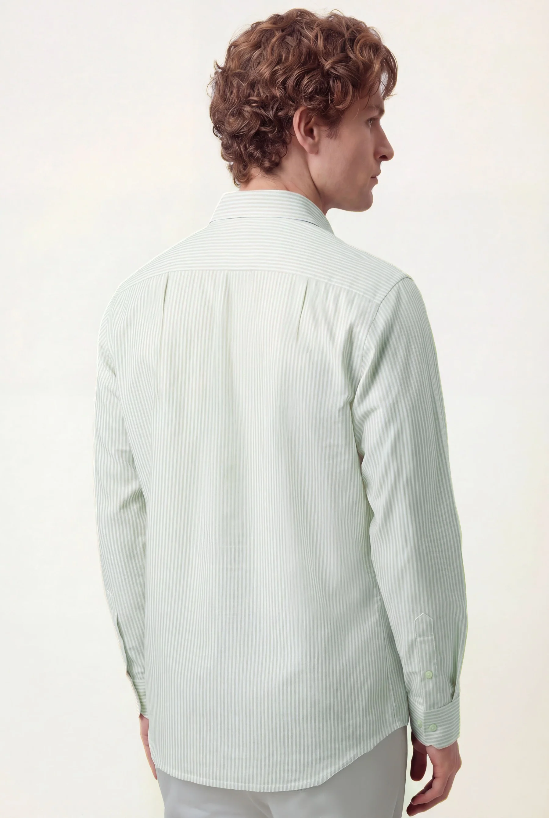 Camisa Popelin às Riscas com colarinho aberto, regular fit - Image 9