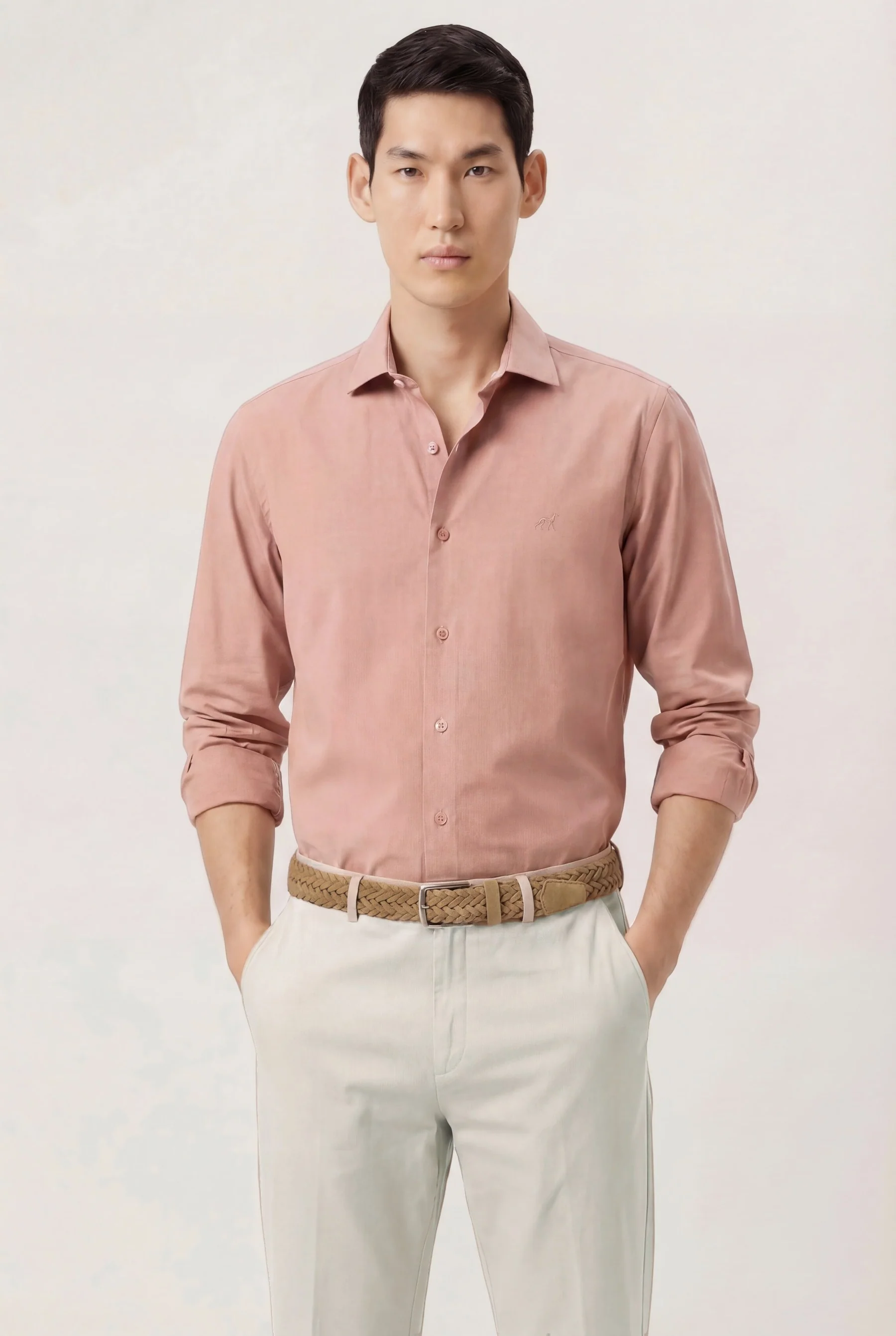 Camisa Popeline acabamento Overdyed com colarinho aberto, slim fit - Image 8