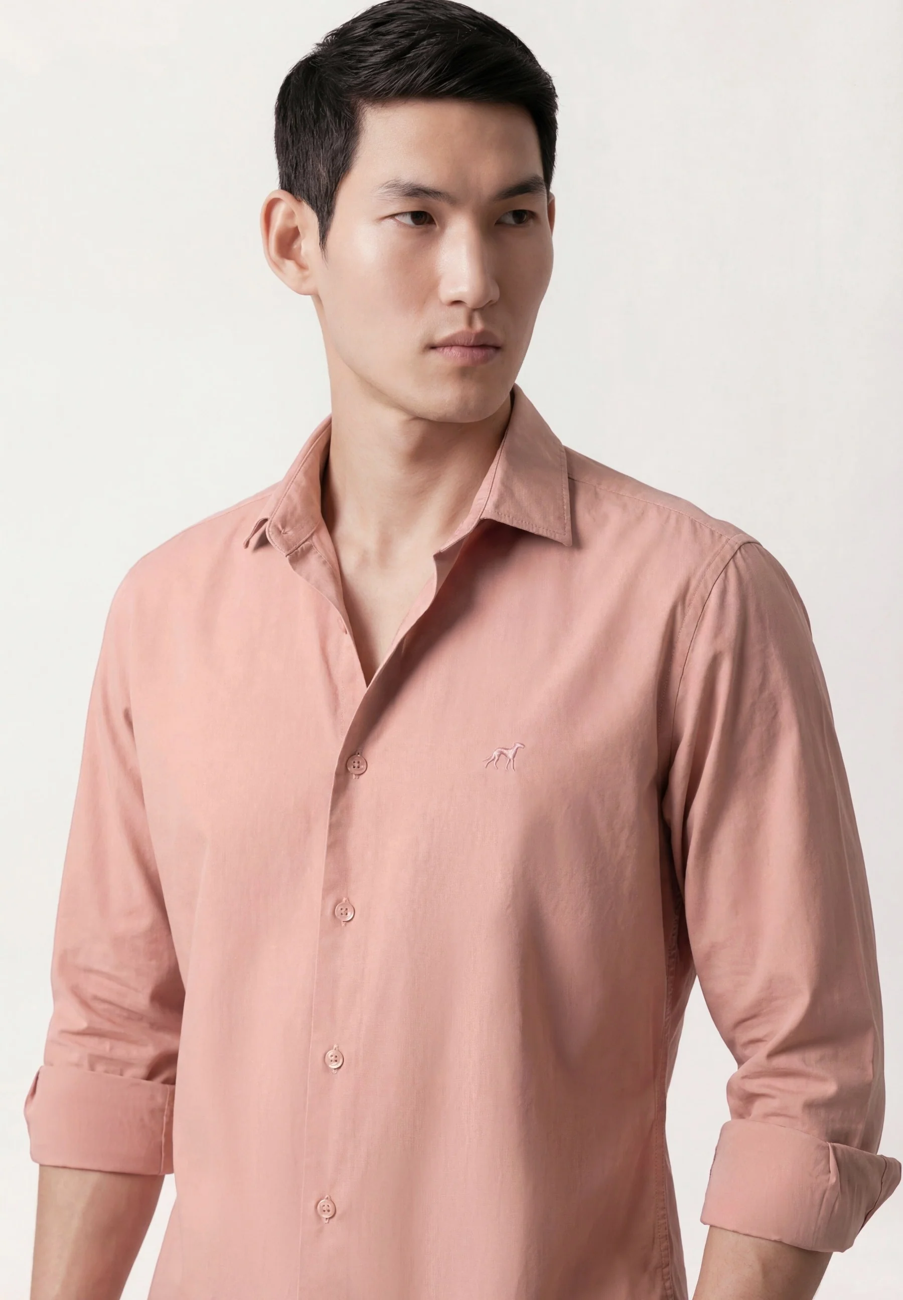 Camisa Popeline acabamento Overdyed com colarinho aberto, slim fit - Image 9