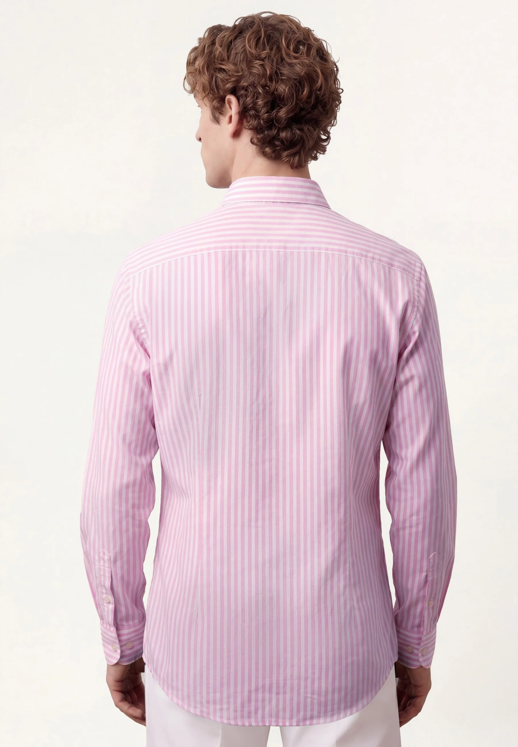 Camisa popleline às riscas com colarinho abotoado, slim fit - Image 11