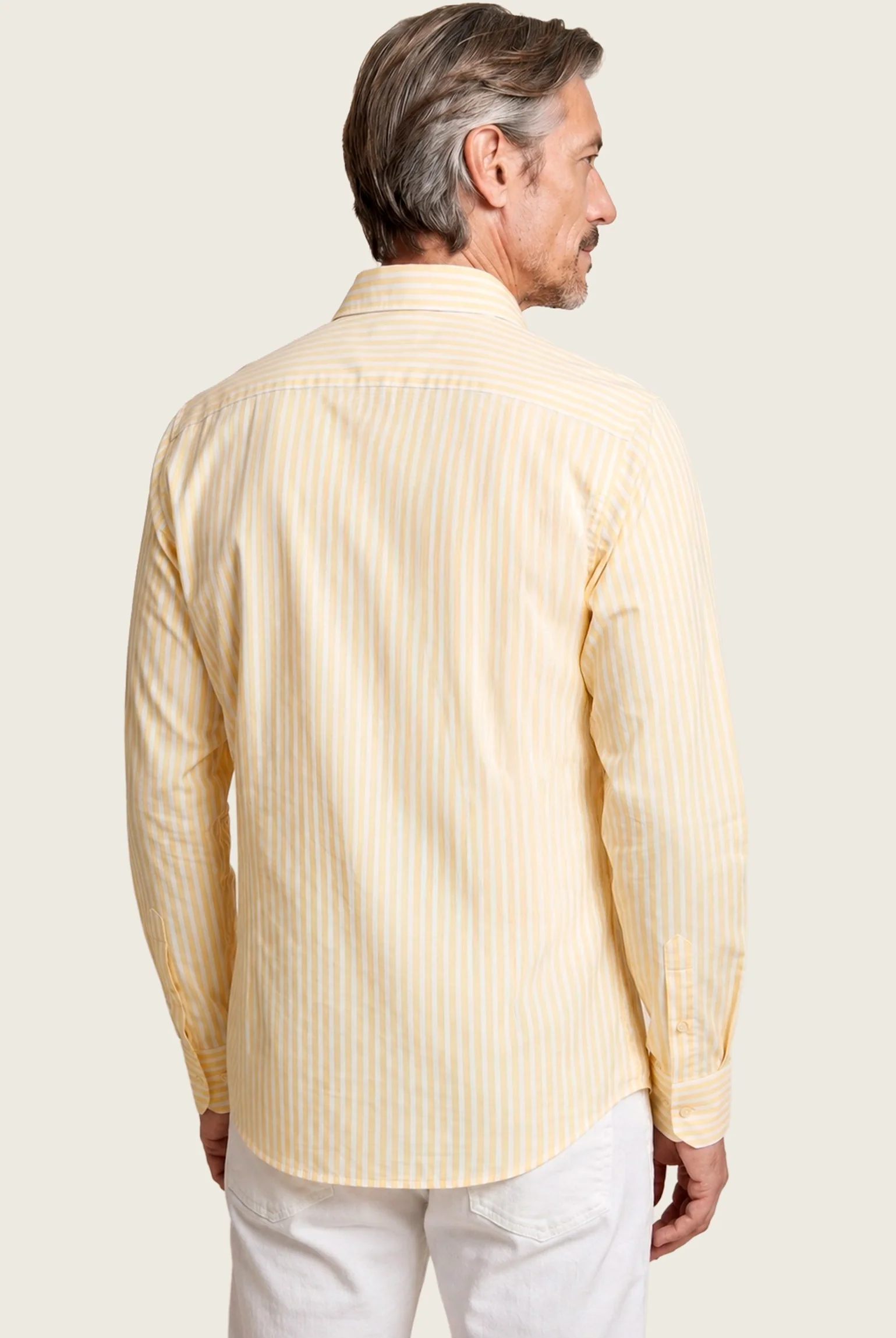 Camisa popleline às riscas com colarinho abotoado, slim fit - Image 18