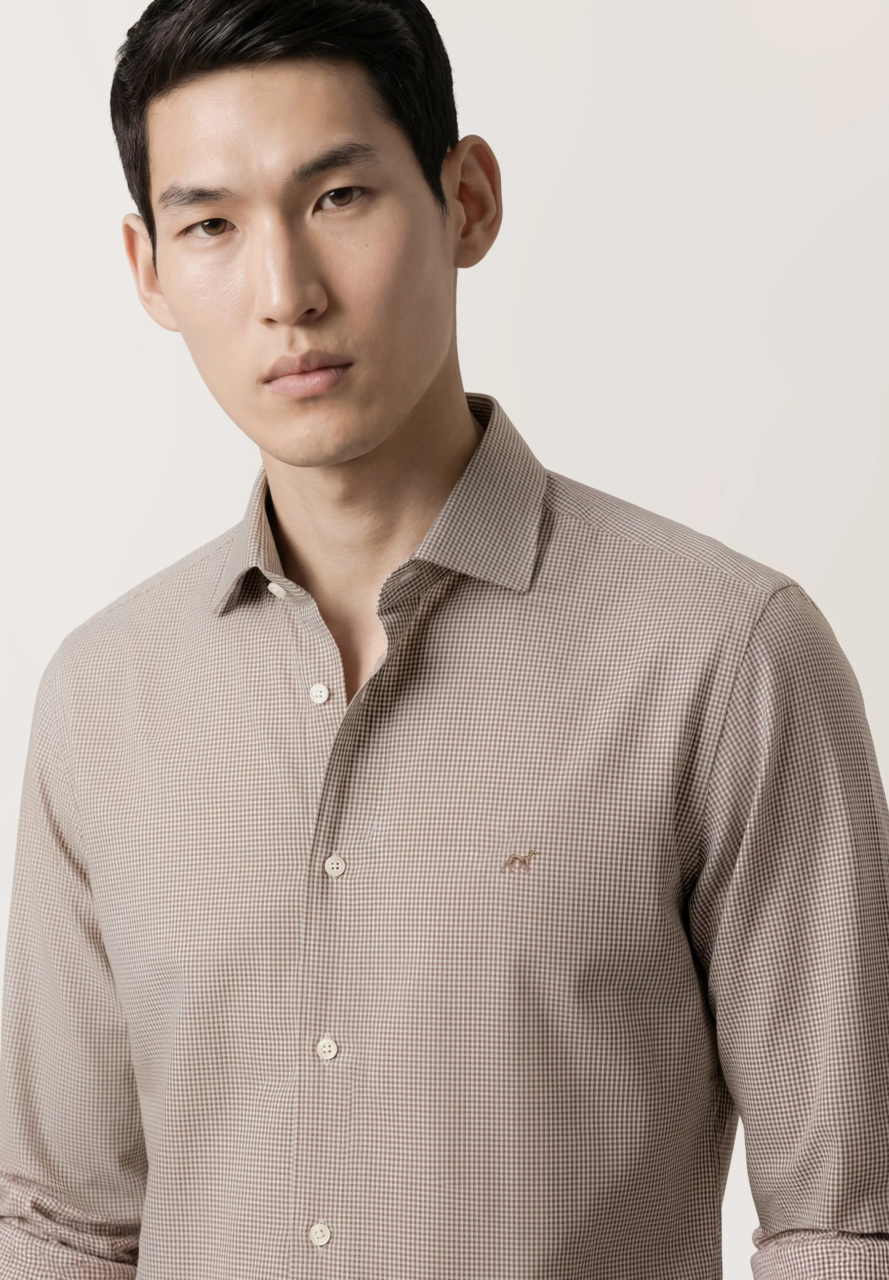 Camisa Popline Vichy com colarinho aberto, regular fit - Image 3