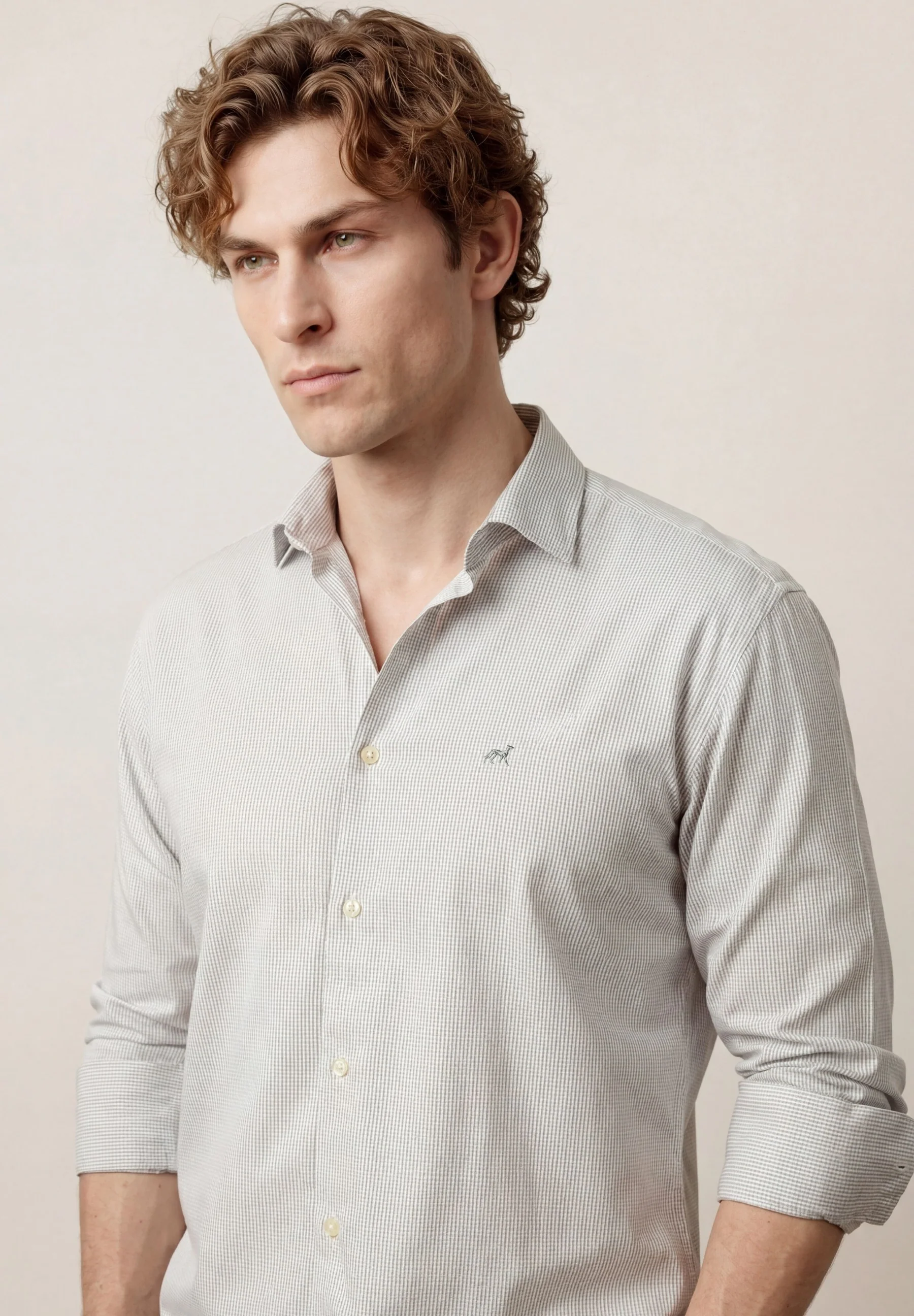 Camisa Popline Vichy com colarinho aberto, regular fit - Image 7