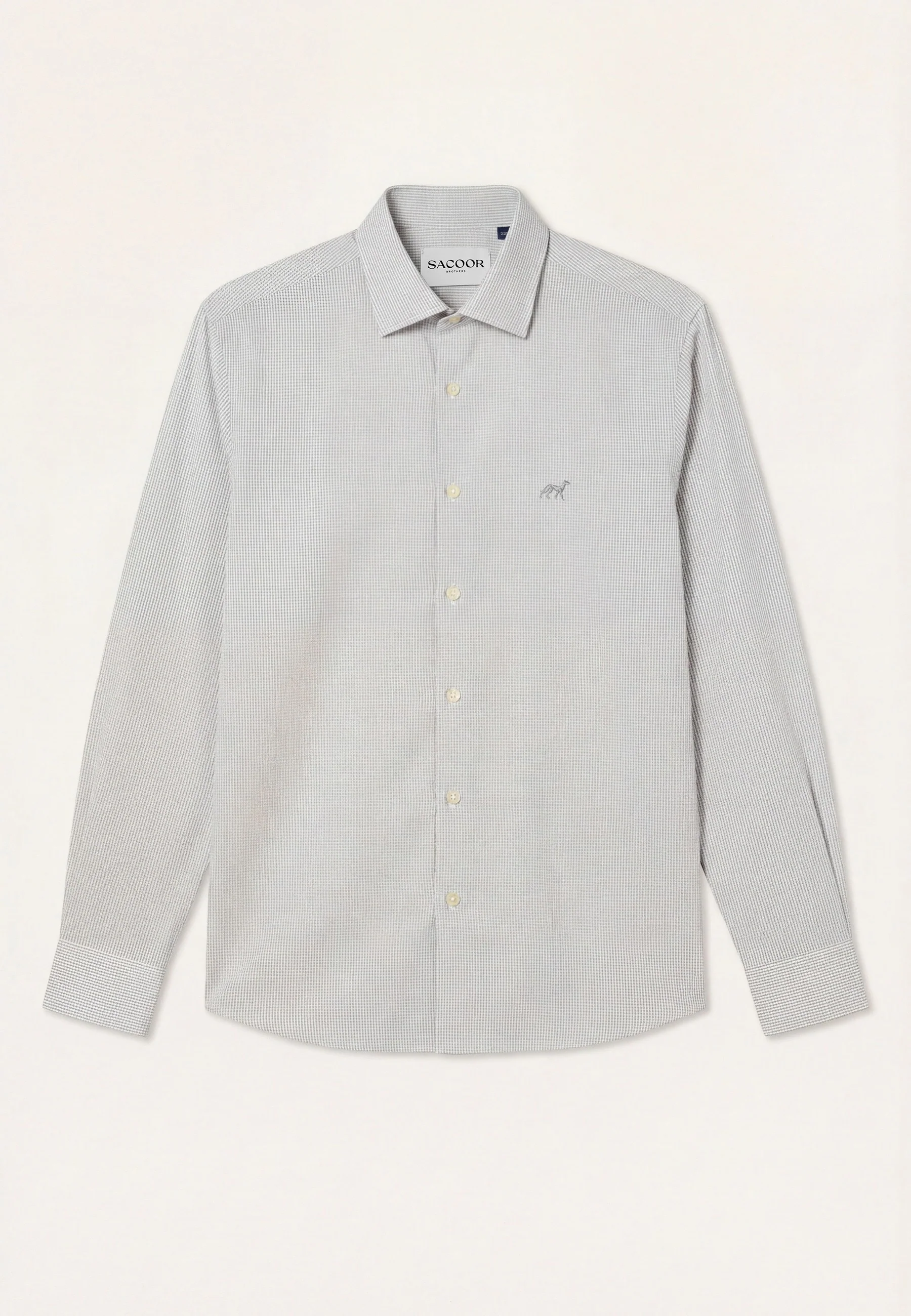 Camisa Popline Vichy com colarinho aberto, regular fit - Image 9