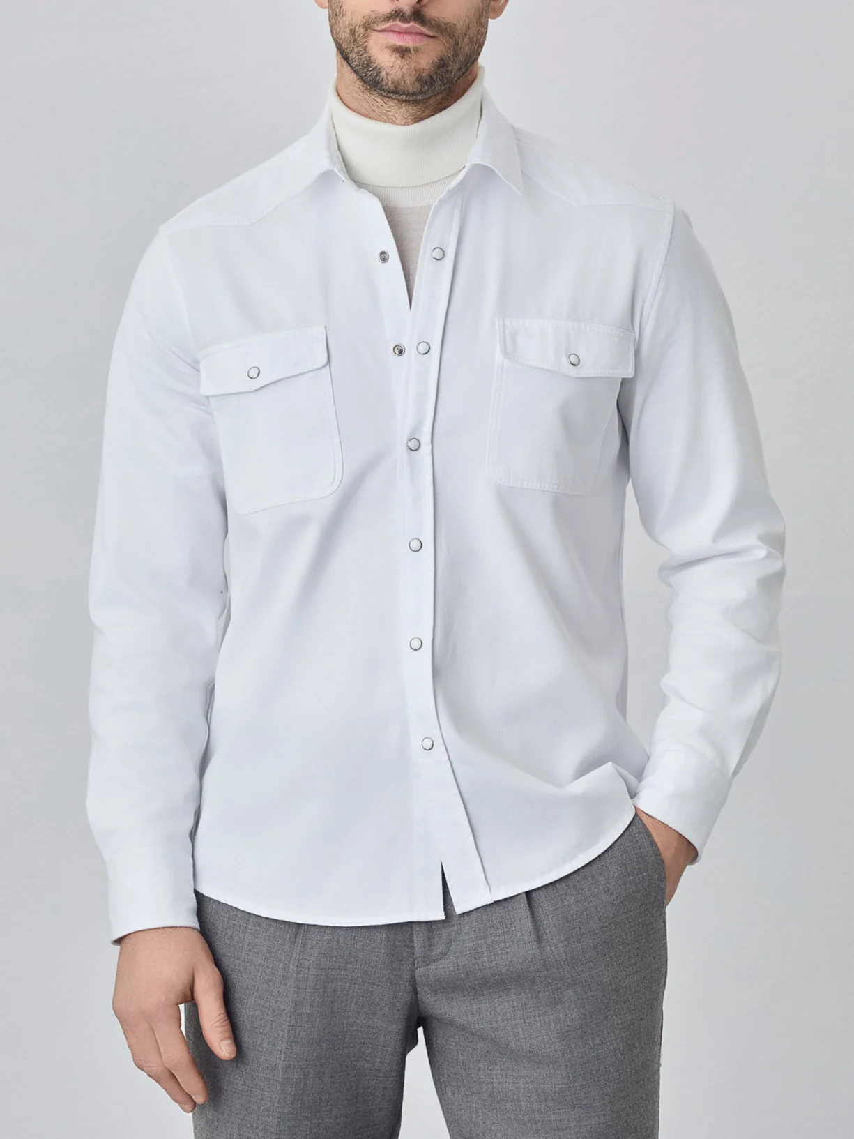 Camisa relaxed fit western em sarja - Image 4