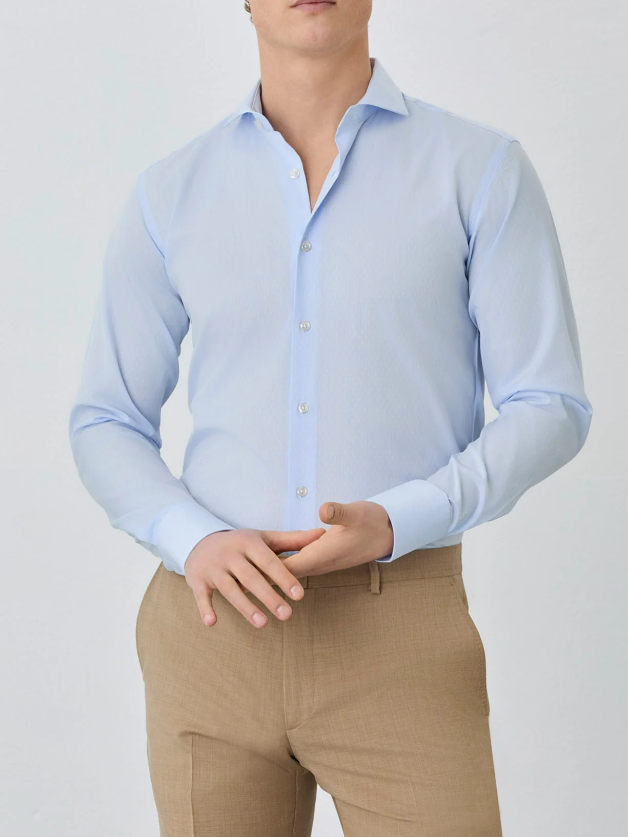 Camisa Slim Fit Com Colarinho Dublin Em Algodão