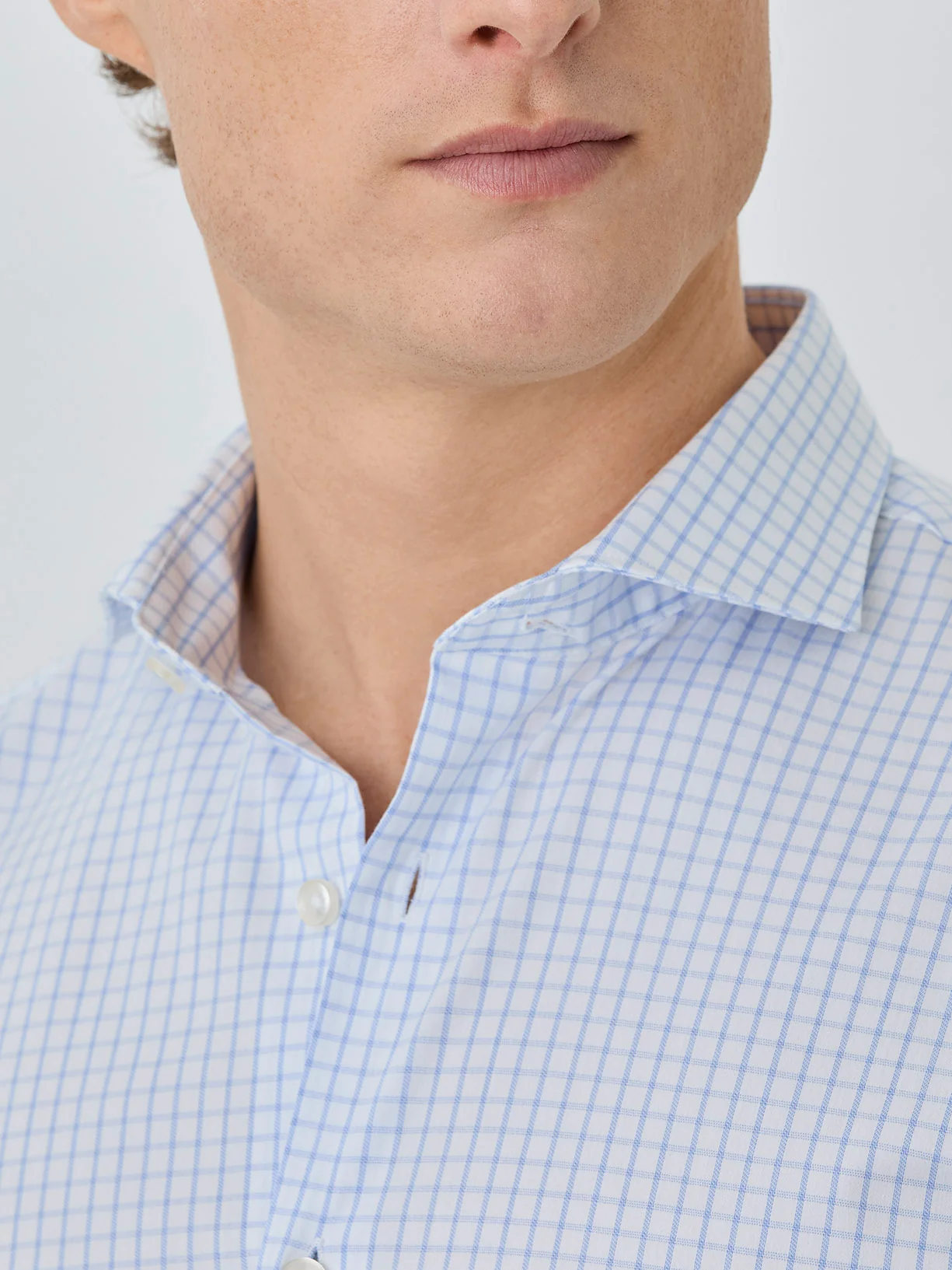 Camisa Slim Fit Com Colarinho Dublin Em Mistura De Algodão Com Xadrez - Image 2