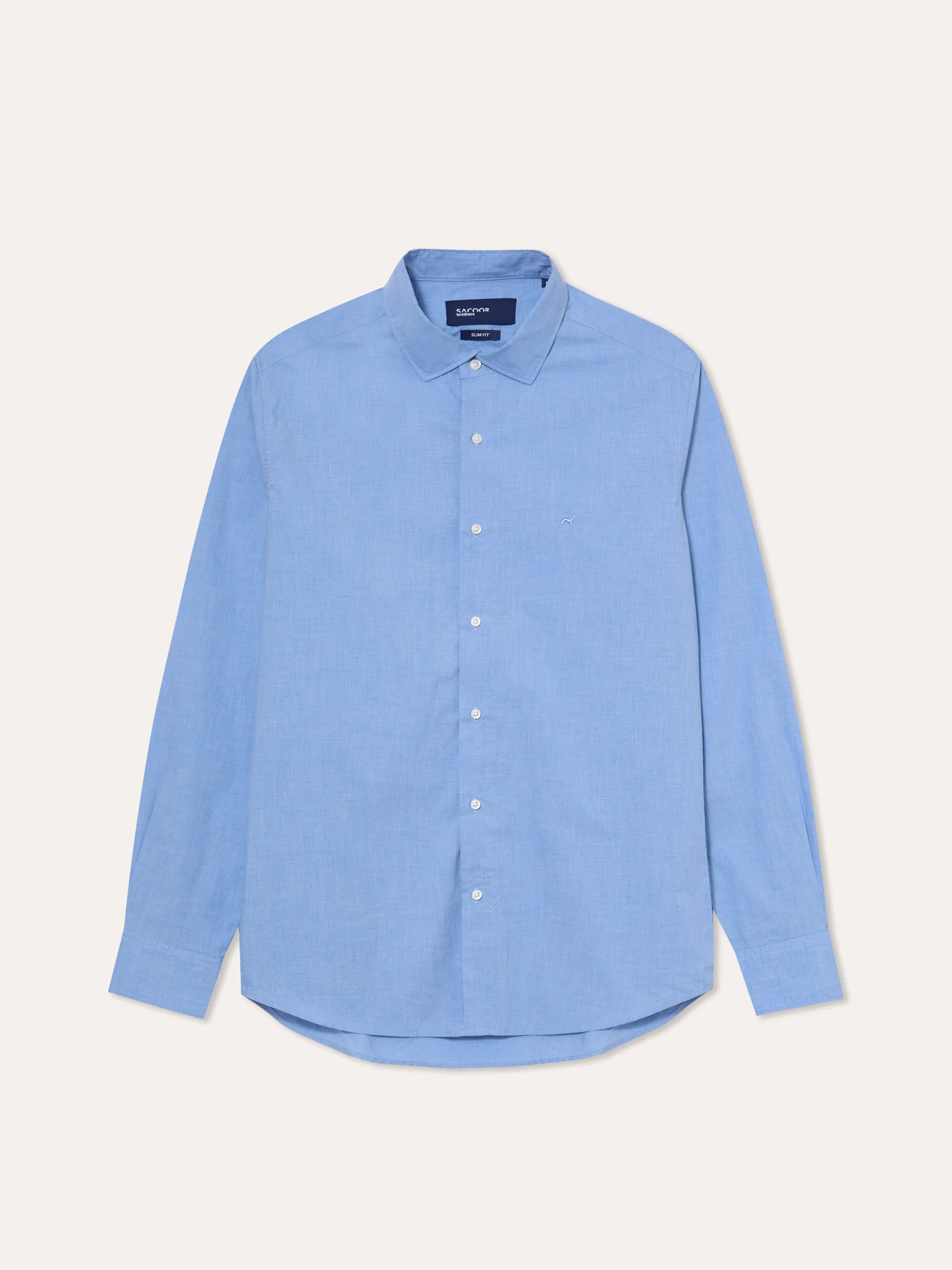 Camisa slim fit de algodão mescla com colarinho aberto - Image 4