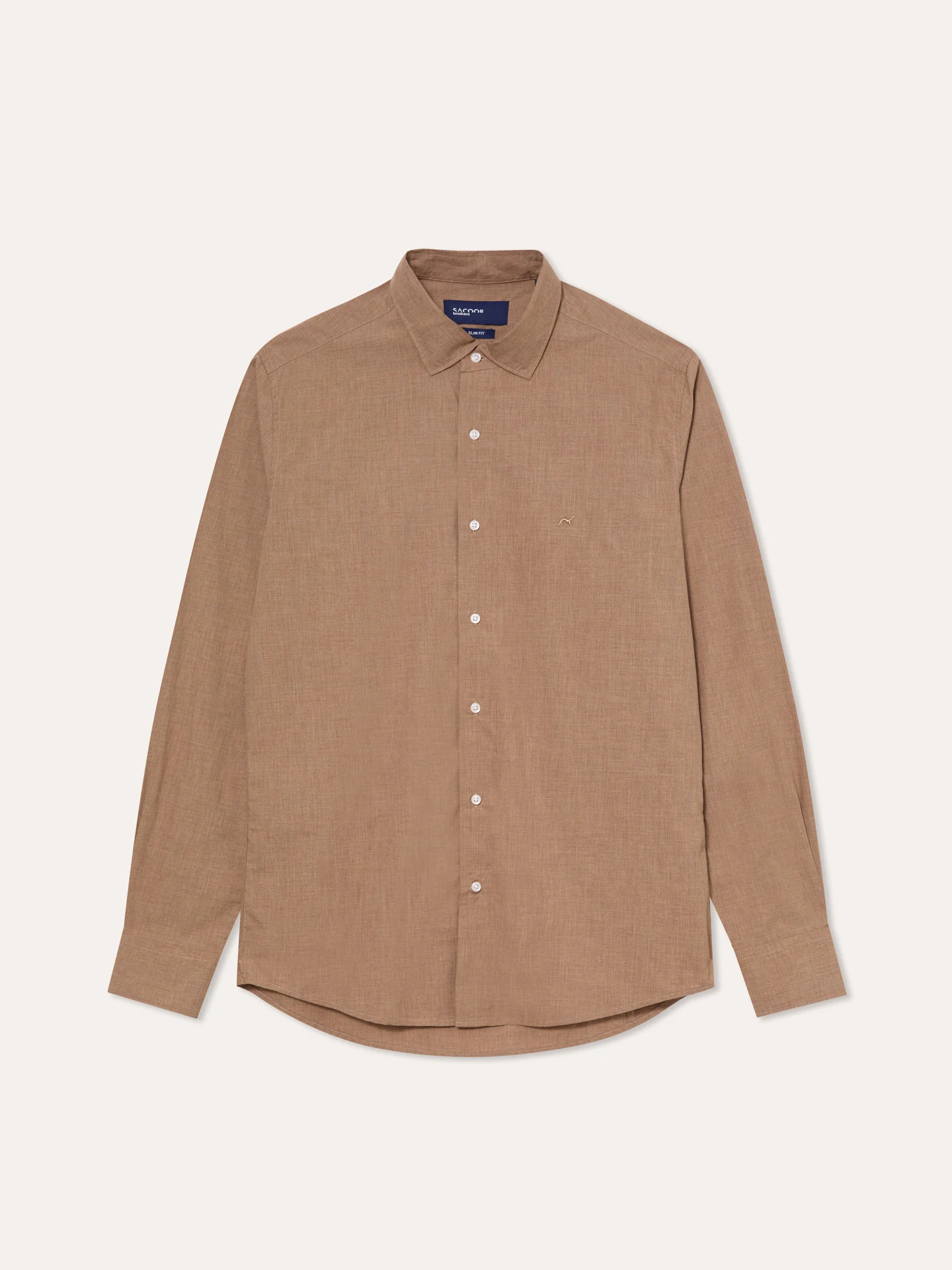 Camisa slim fit de algodão mescla com colarinho aberto - Image 8
