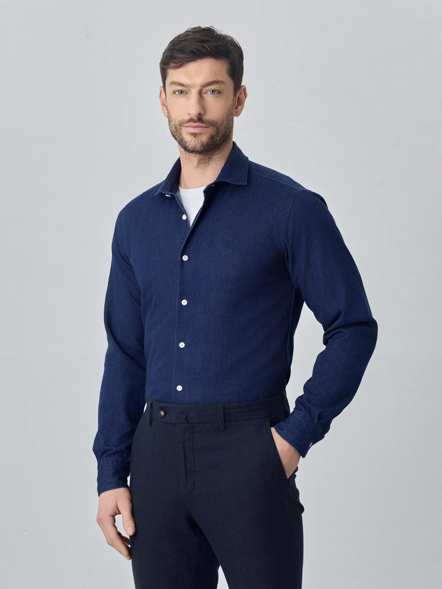 Camisa slim fit de ganga