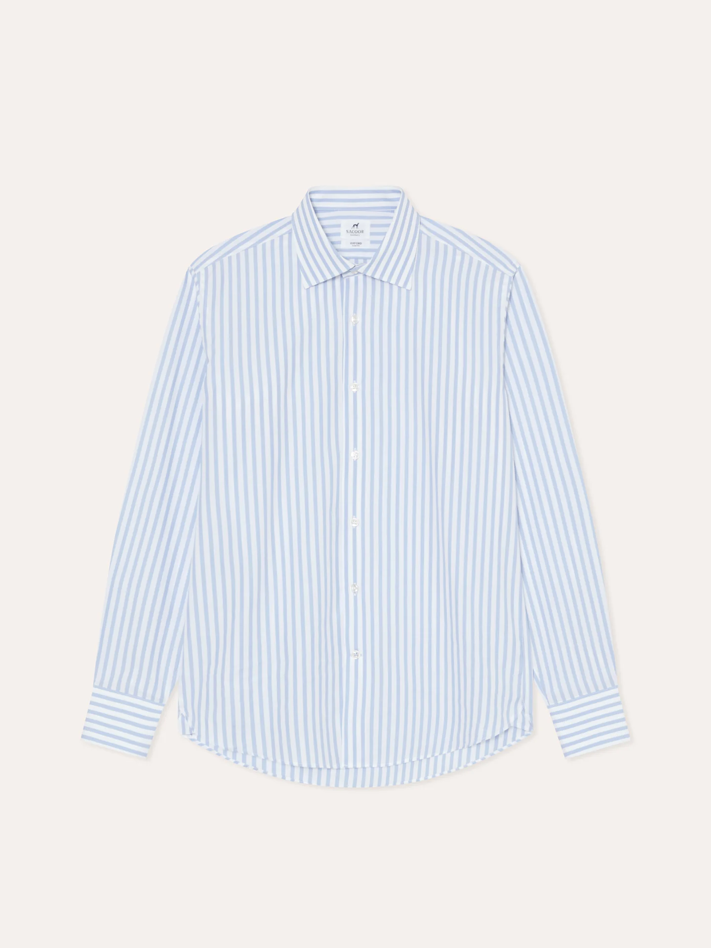 Camisa slim fit de riscas com colarinho Oxford - Image 4