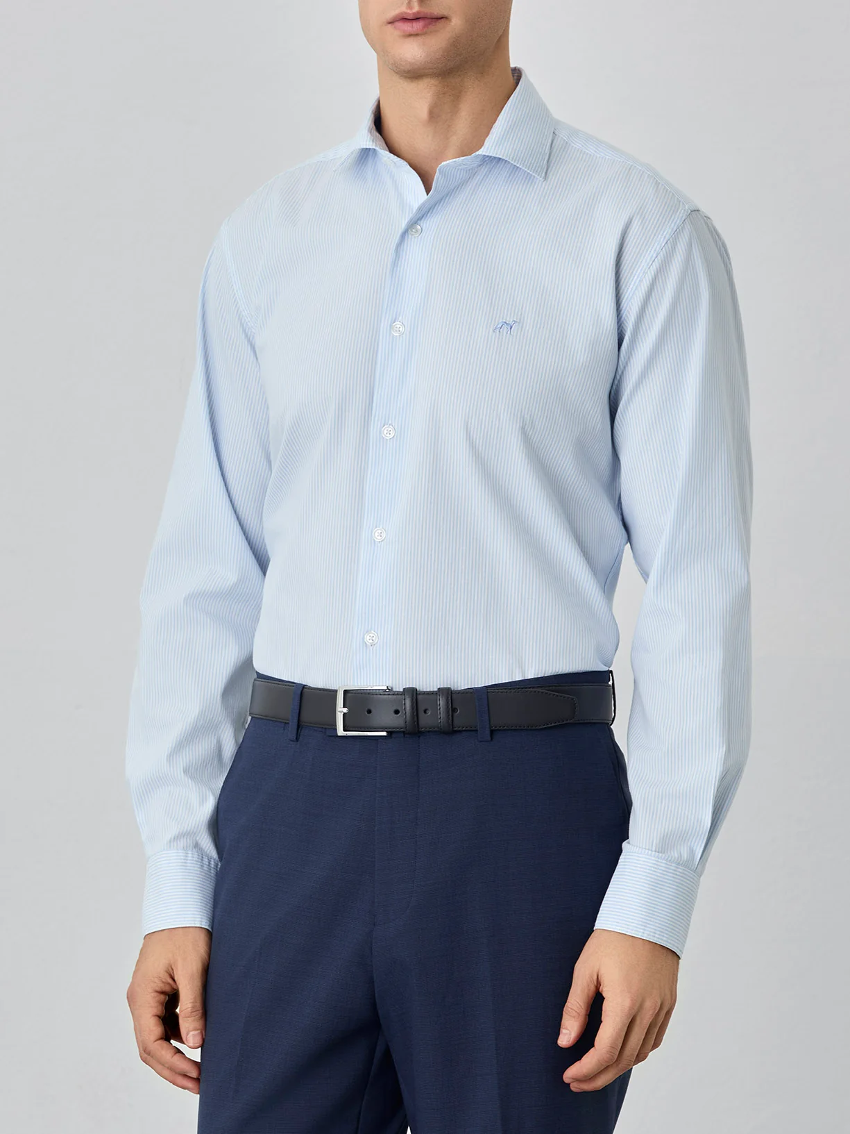 Camisa slim fit oxford riscas de algodão 100% bci