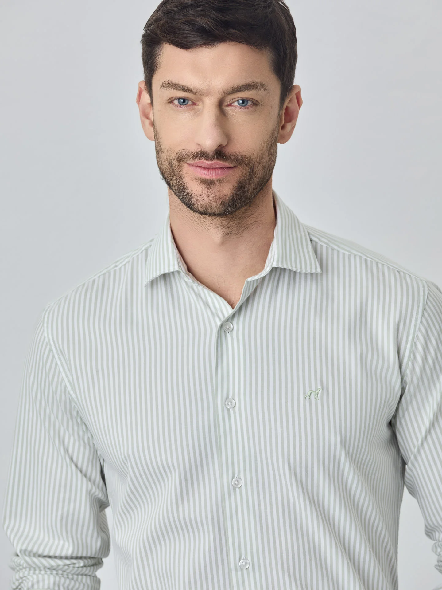 Camisa slim fit oxford riscas em algodão 100% bci - Image 2