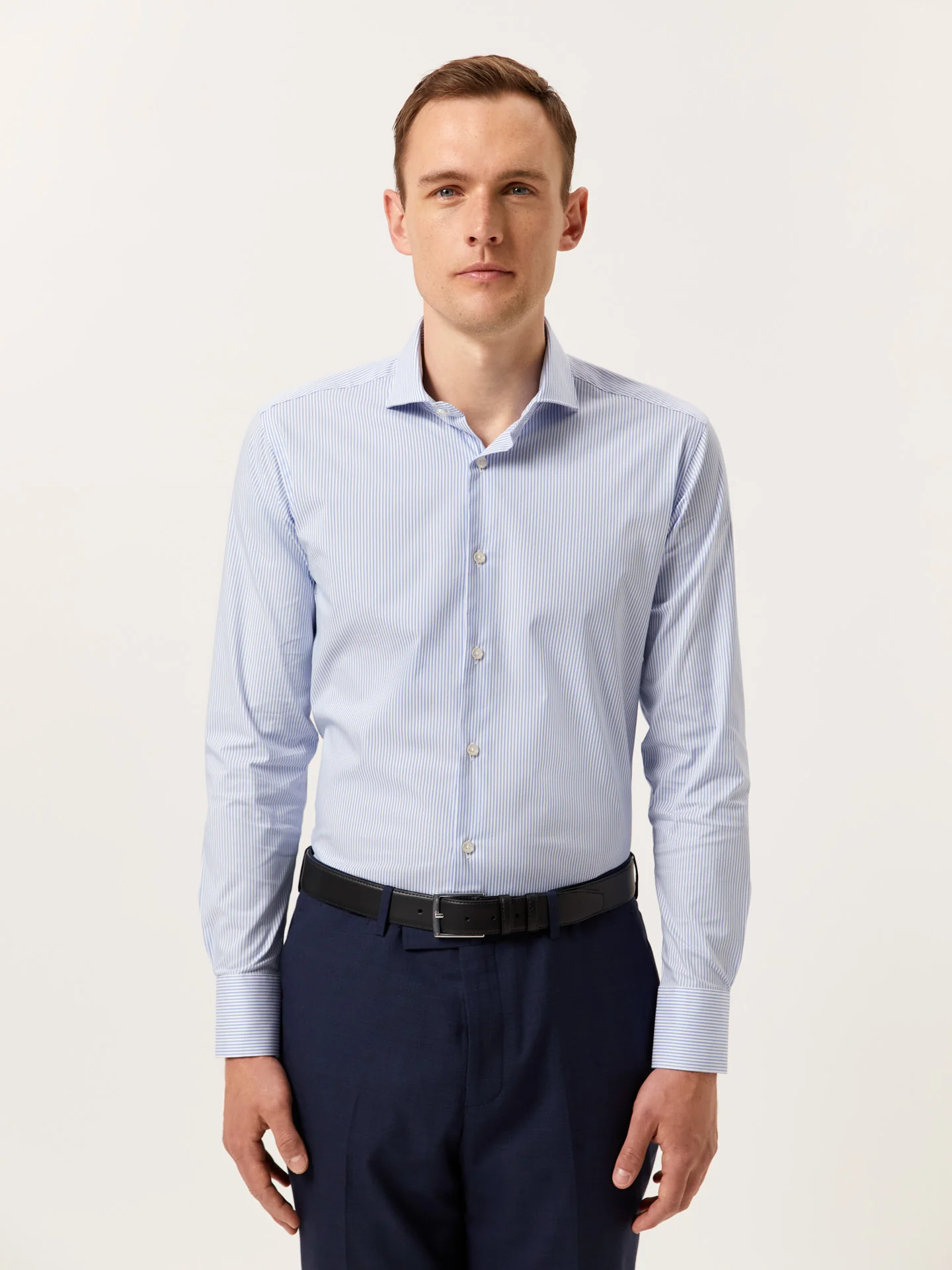 Camisa slim fit Performance de riscas com colarinho Dublin - Image 3