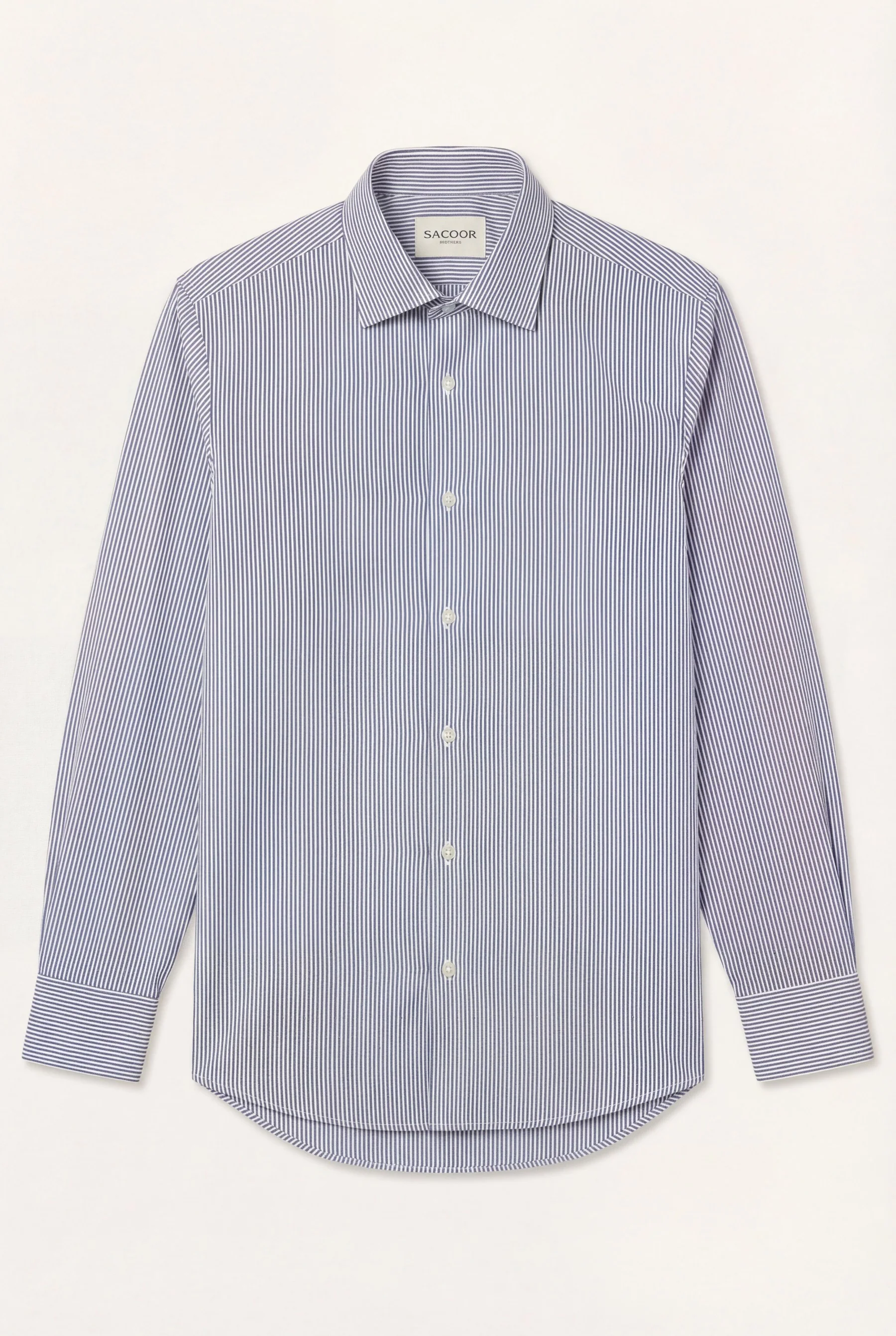 Camisa Travel Popline às riscas em Algodão Luxury Stretch com colarinho Dublin, slim fit - Image 4
