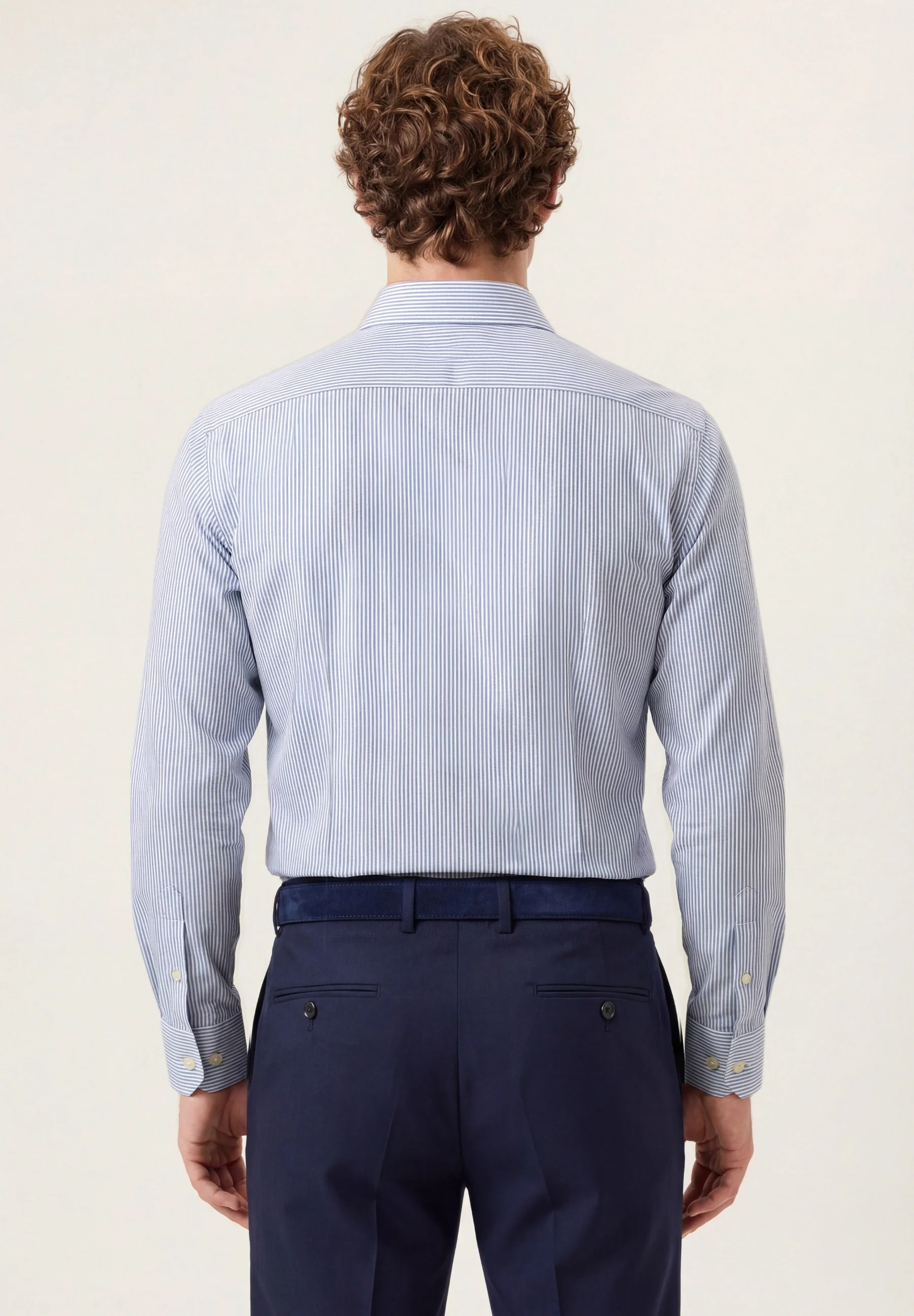 Camisa Travel Popline às riscas em Algodão Luxury Stretch com colarinho Dublin, slim fit - Image 3