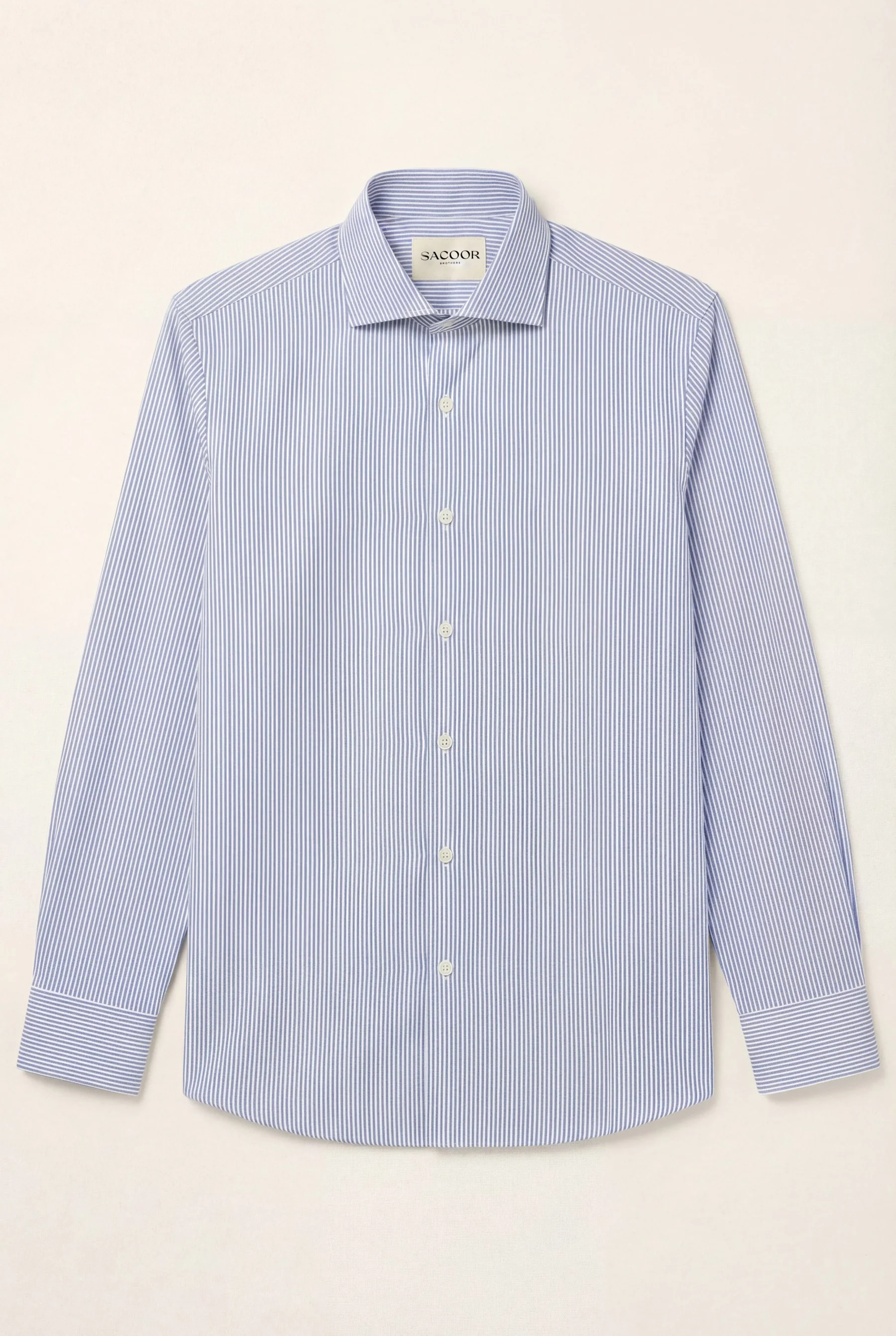 Camisa Travel Popline às riscas em Algodão Luxury Stretch com colarinho Dublin, slim fit - Image 4