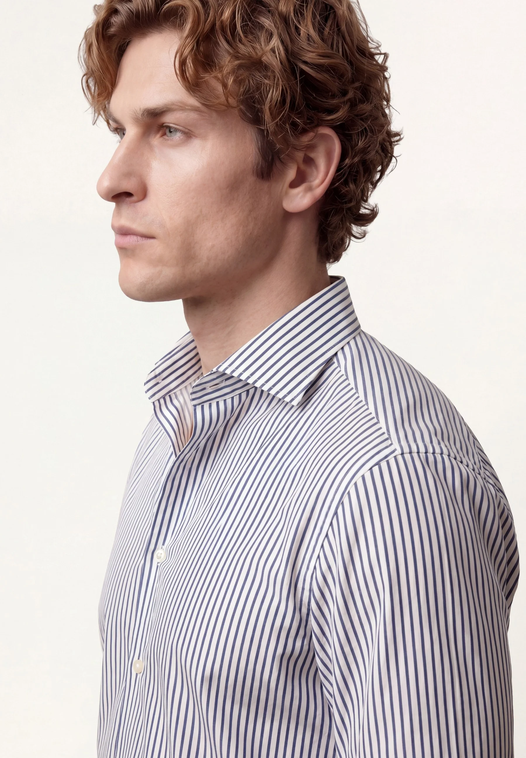 Camisa Travel Popline às riscas em Algodão Luxury Stretch com colarinho Oxford, slim fit