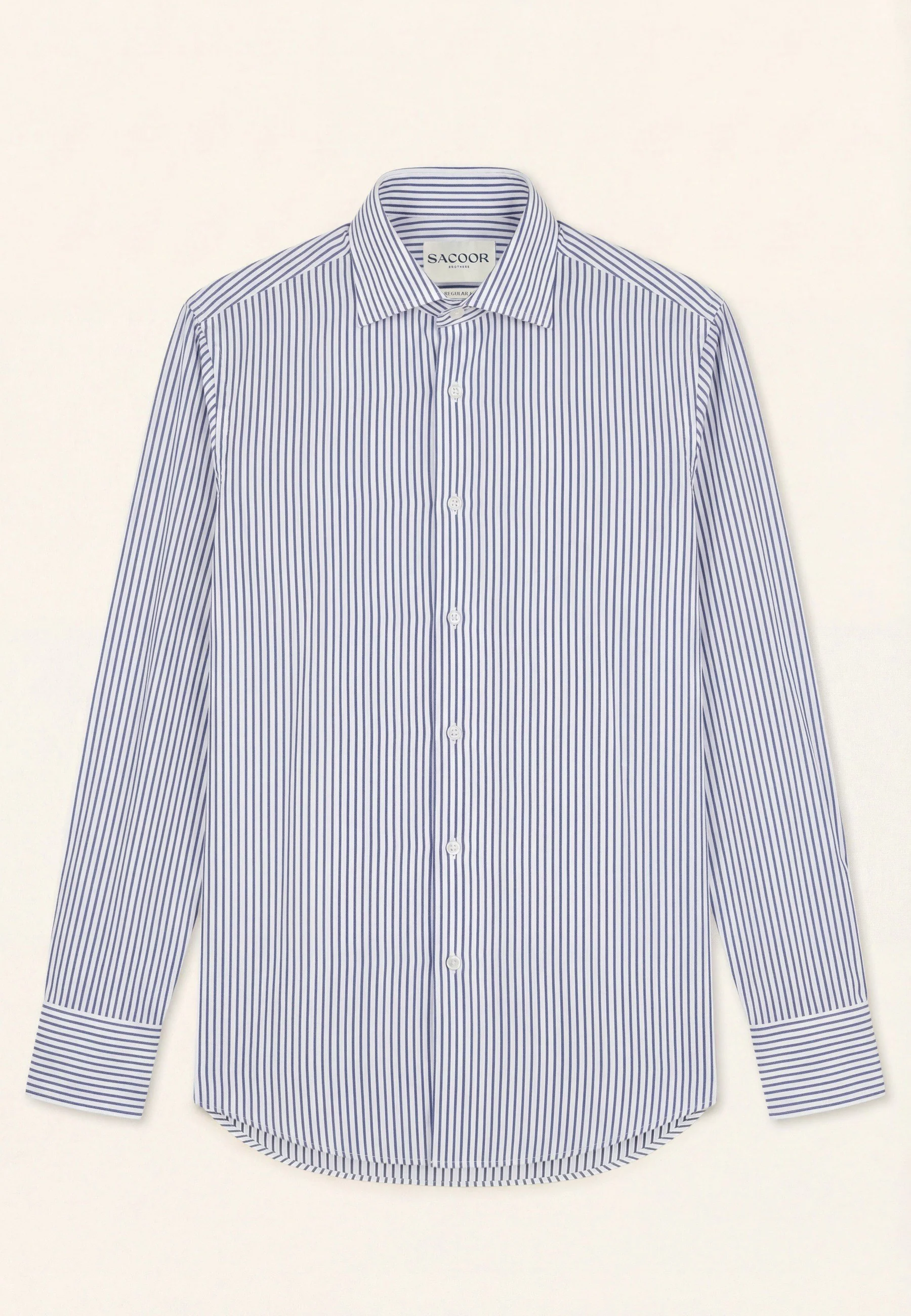 Camisa Travel Popline às riscas em Algodão Luxury Stretch com colarinho Oxford, slim fit - Image 2