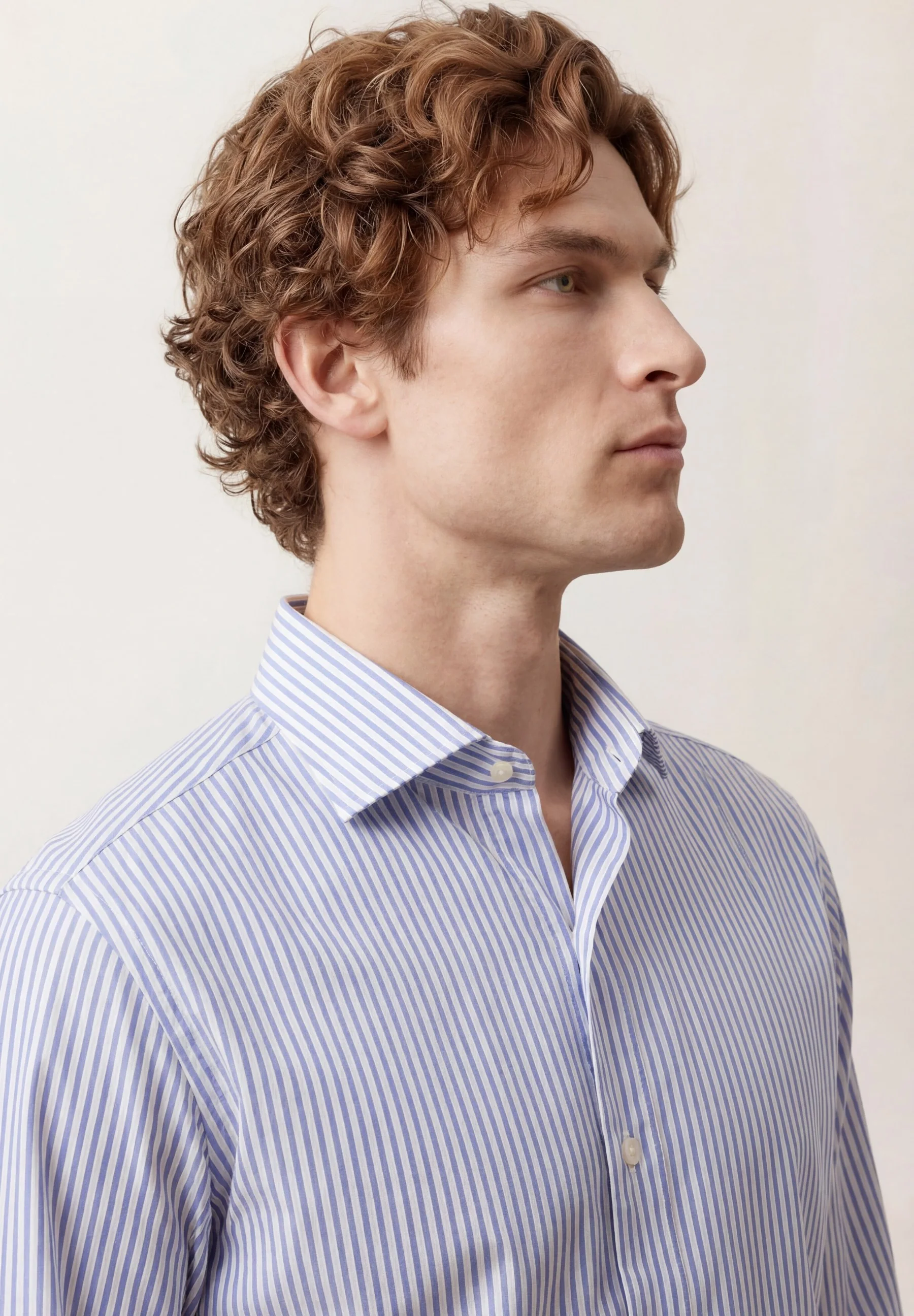 Camisa Travel Popline às riscas em Algodão Luxury Stretch com colarinho Oxford, slim fit - Image 4