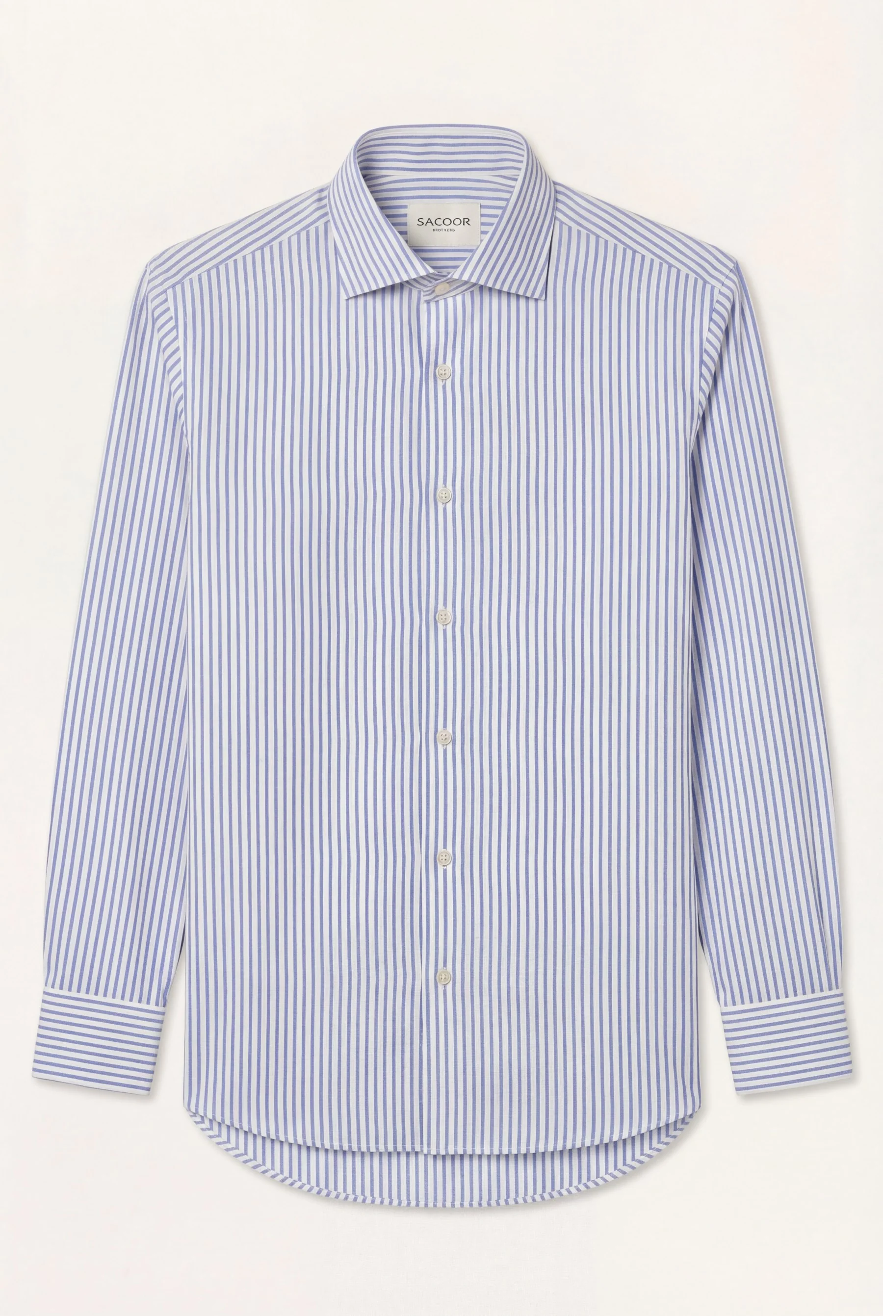 Camisa Travel Popline às riscas em Algodão Luxury Stretch com colarinho Oxford, slim fit - Image 6