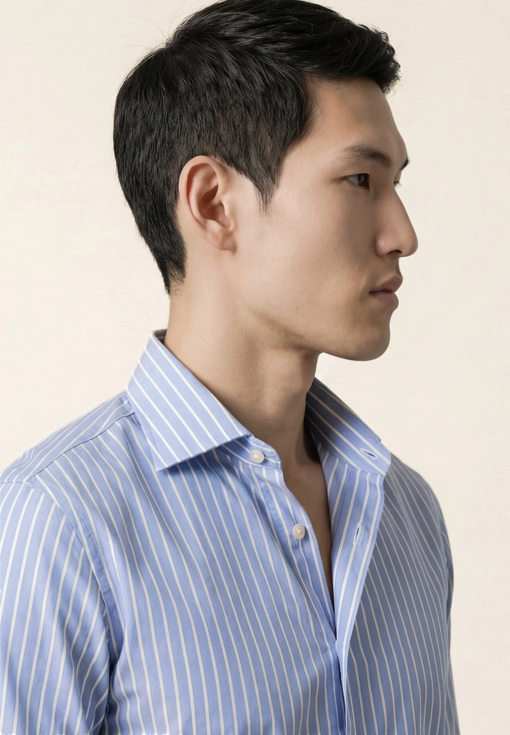 Camisa Travel Popline às riscas em Algodão Luxury Stretch com colarinho Oxford, slim fit - Image 2
