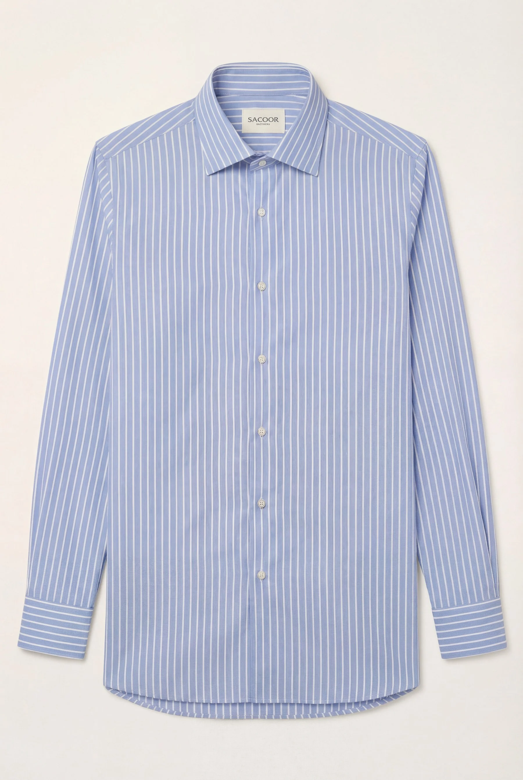 Camisa Travel Popline às riscas em Algodão Luxury Stretch com colarinho Oxford, slim fit - Image 3