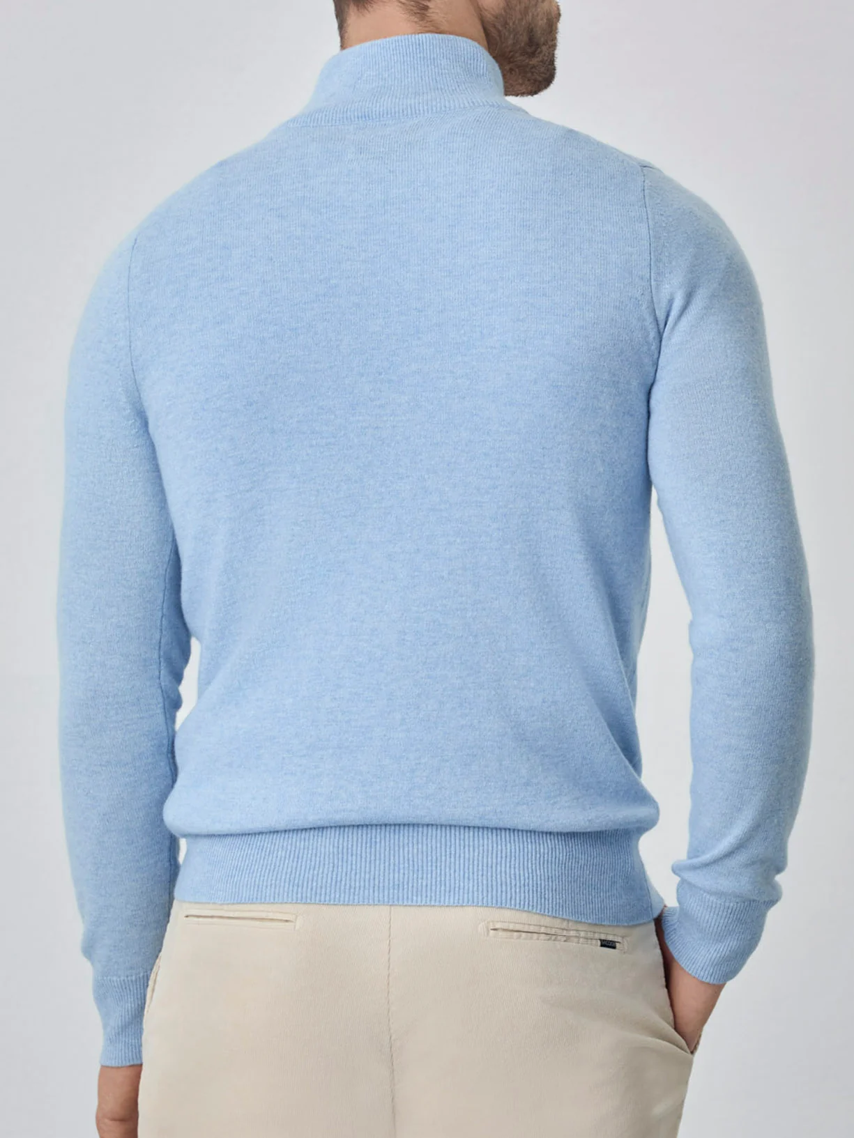 Camisola com fecho parcial de manga comprida lavável na máquina em mistura de lambswool - Image 12