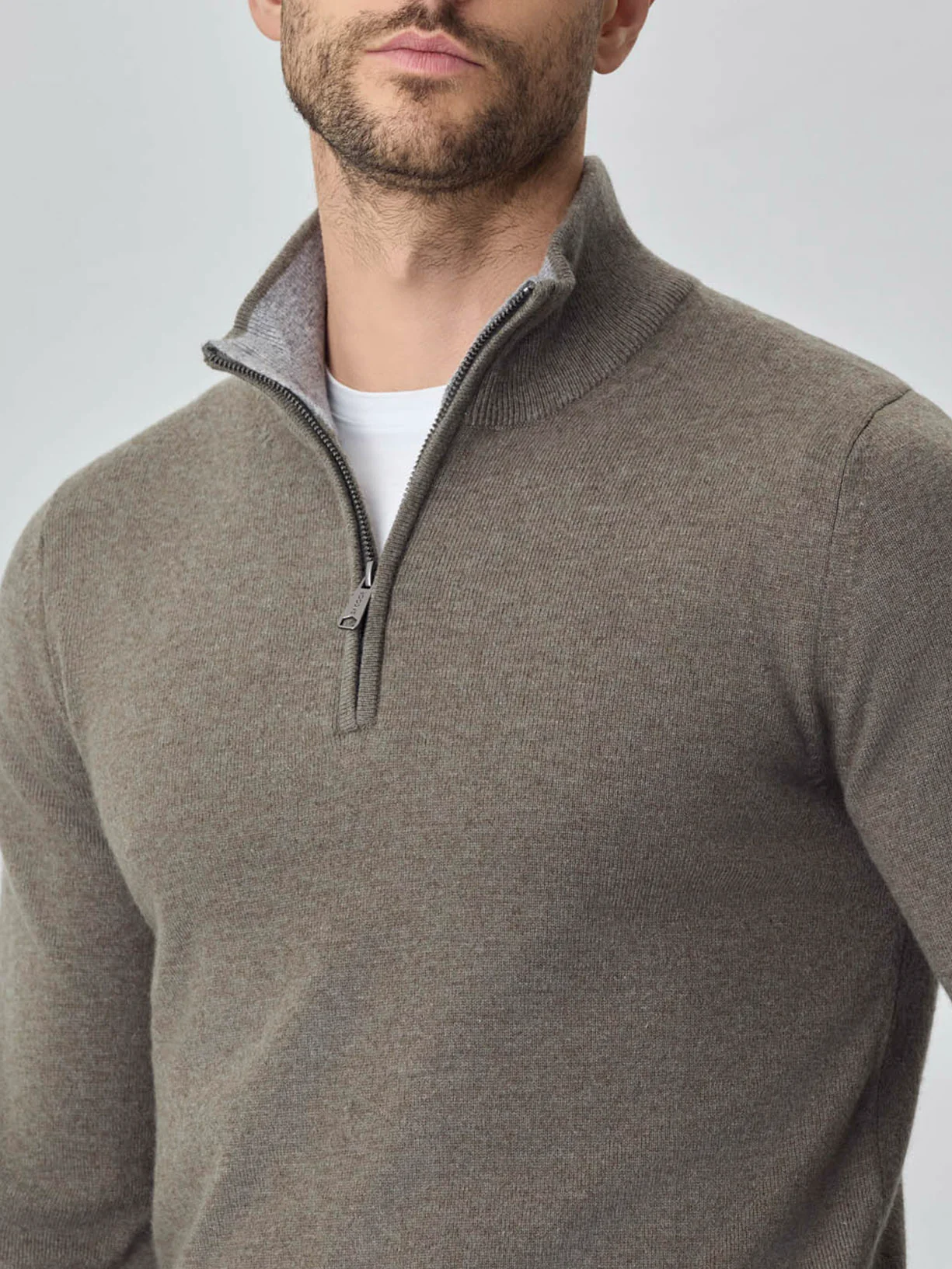 Camisola com fecho parcial de manga comprida lavável na máquina em mistura de lambswool - Image 8