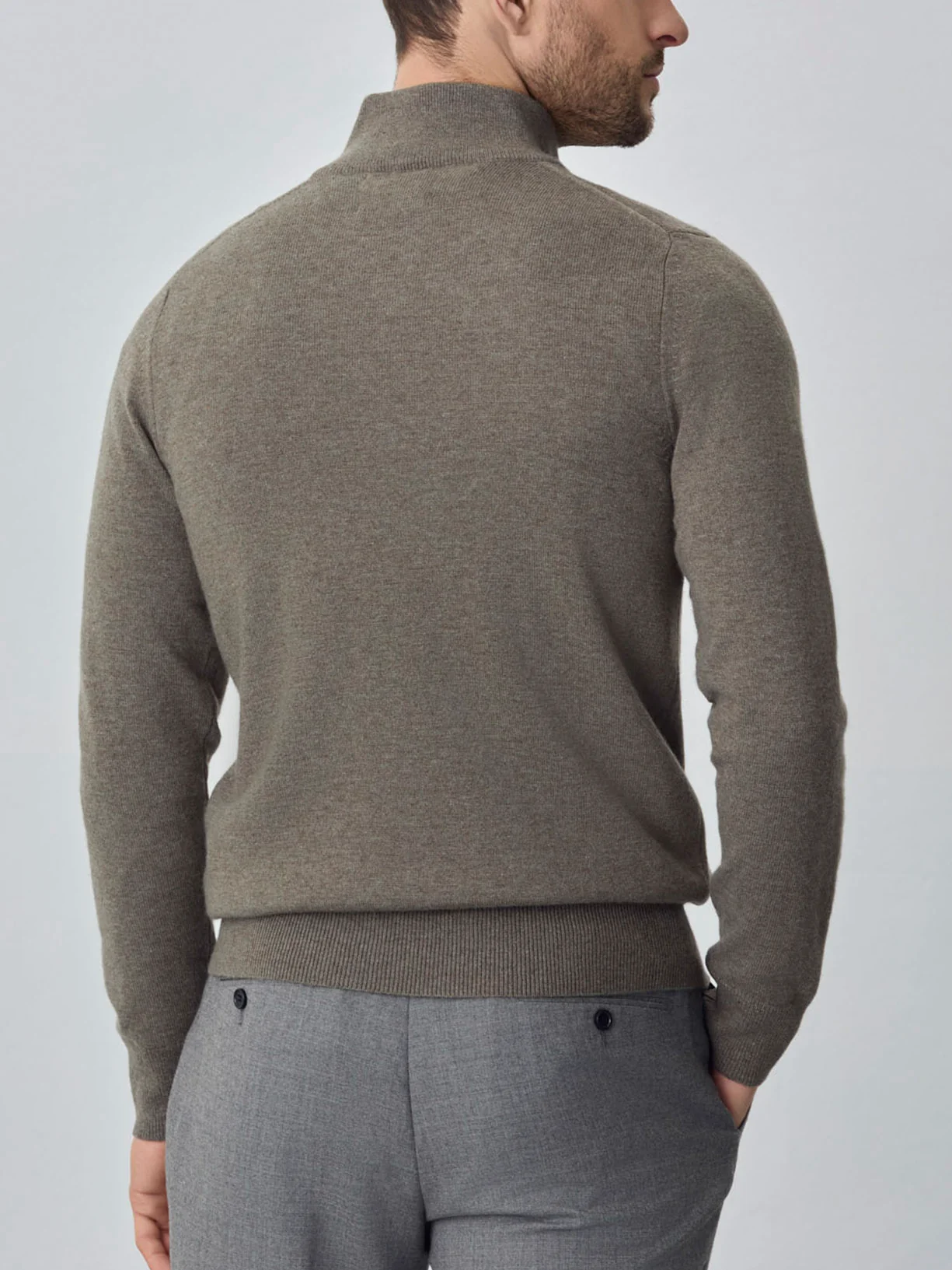 Camisola com fecho parcial de manga comprida lavável na máquina em mistura de lambswool - Image 9