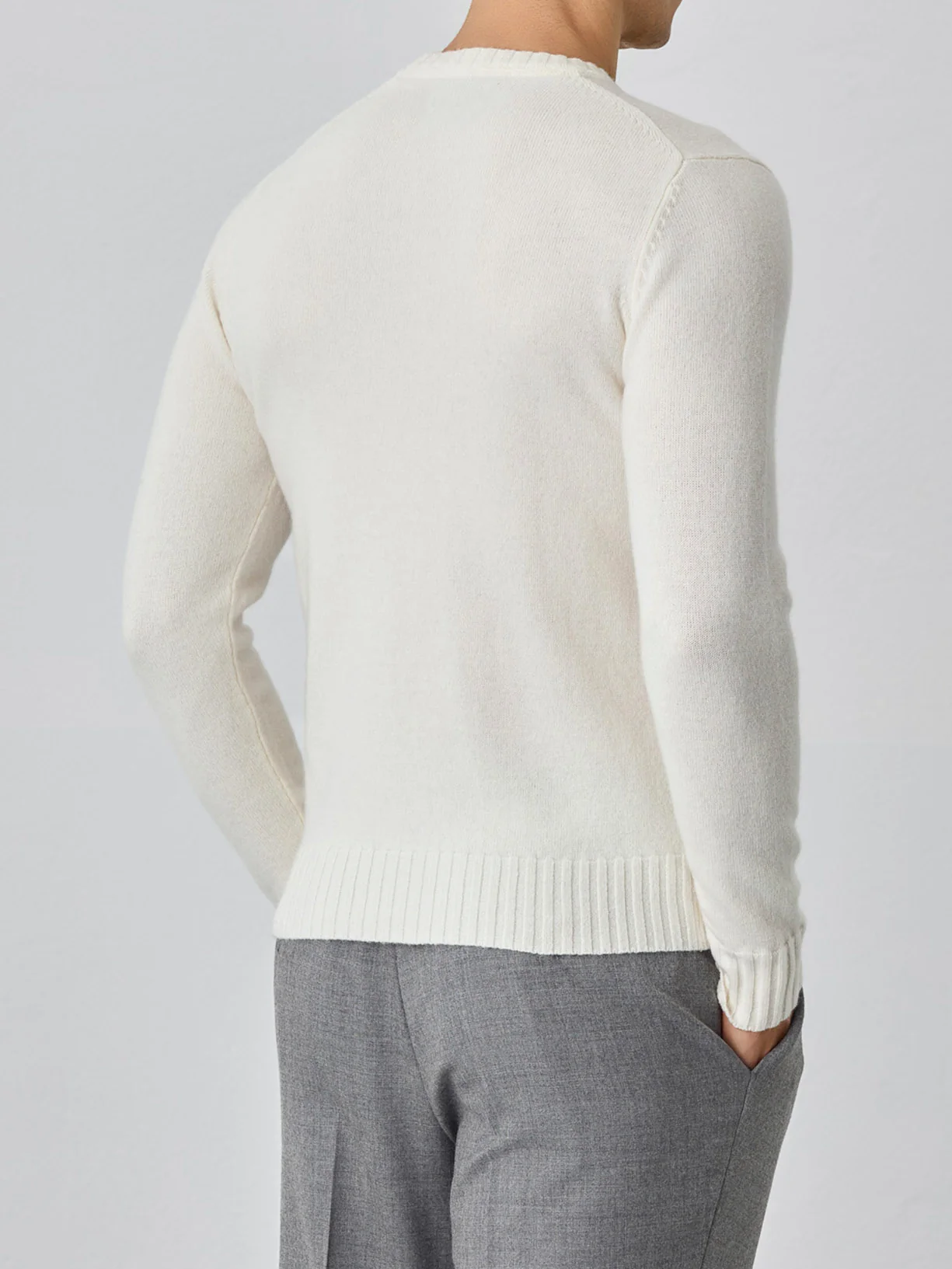 Camisola de decote redondo de manga comprida lavável na máquina em lambswool - Image 12