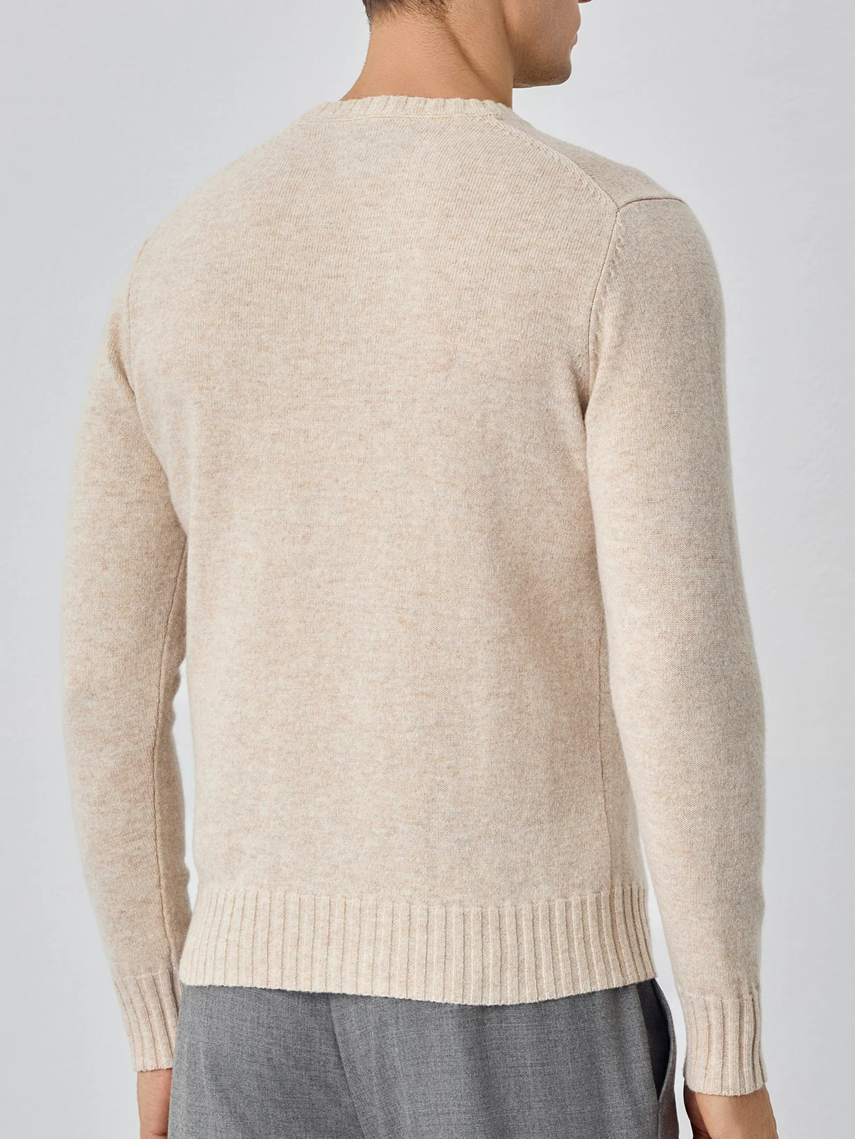Camisola de decote redondo de manga comprida lavável na máquina em lambswool - Image 6