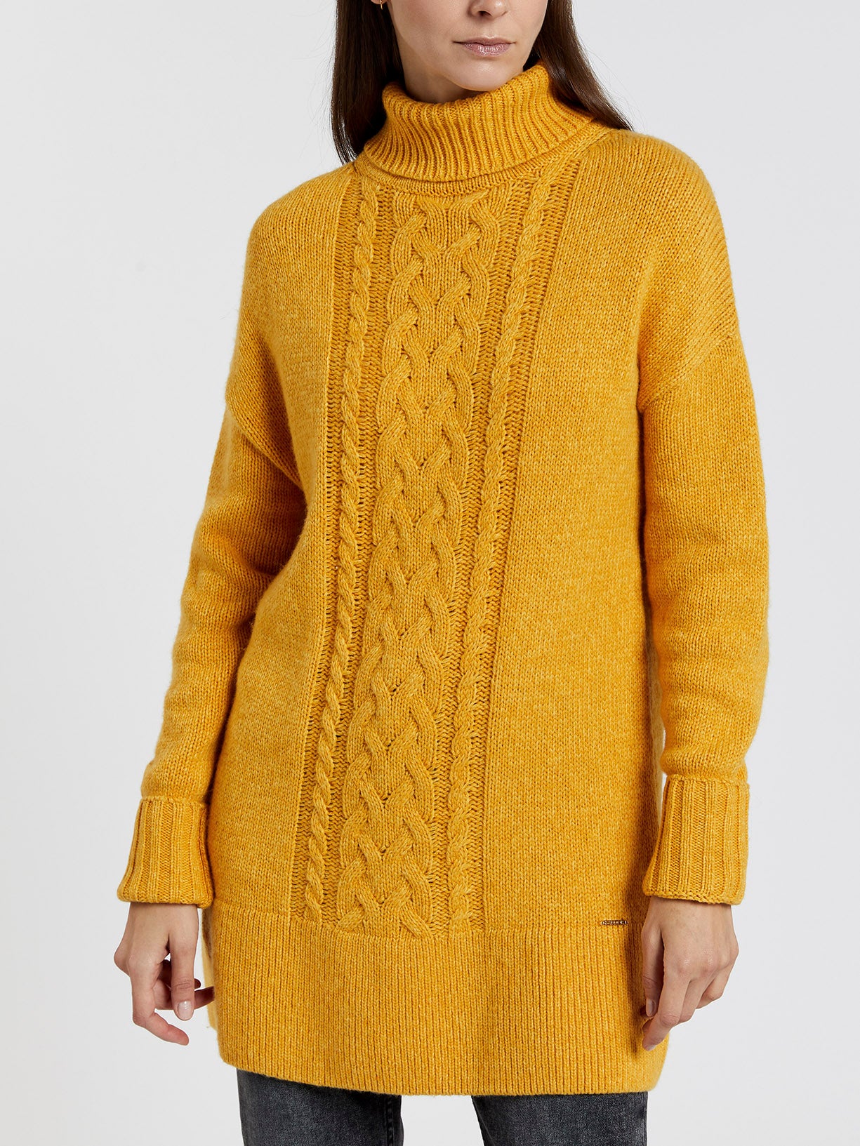 Camisola de malha de gola alta com efeito entrançado - Image 8