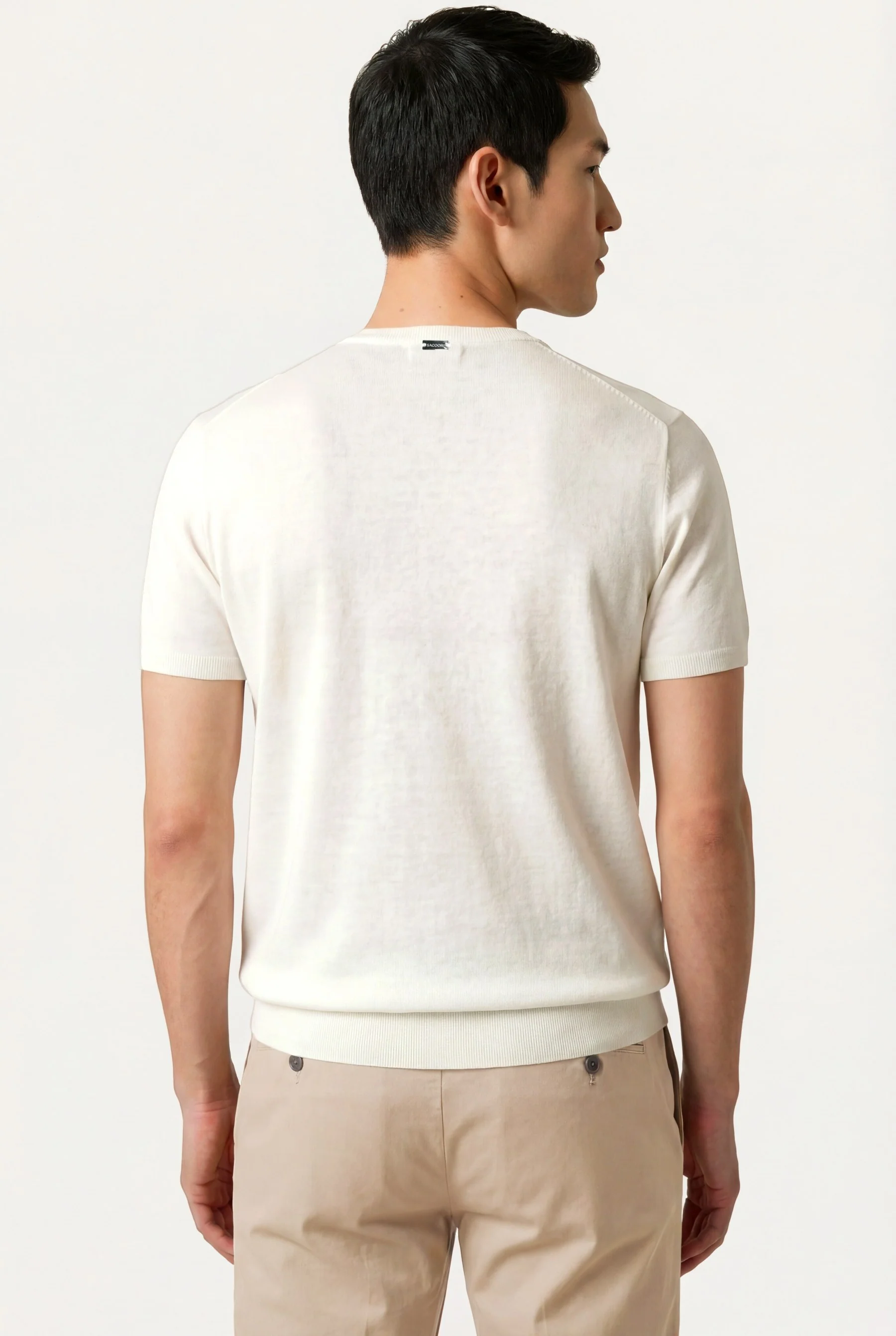 Camisola De Malha De Manga Curta Com Decote Redondo Em 100% Algodão - Image 20