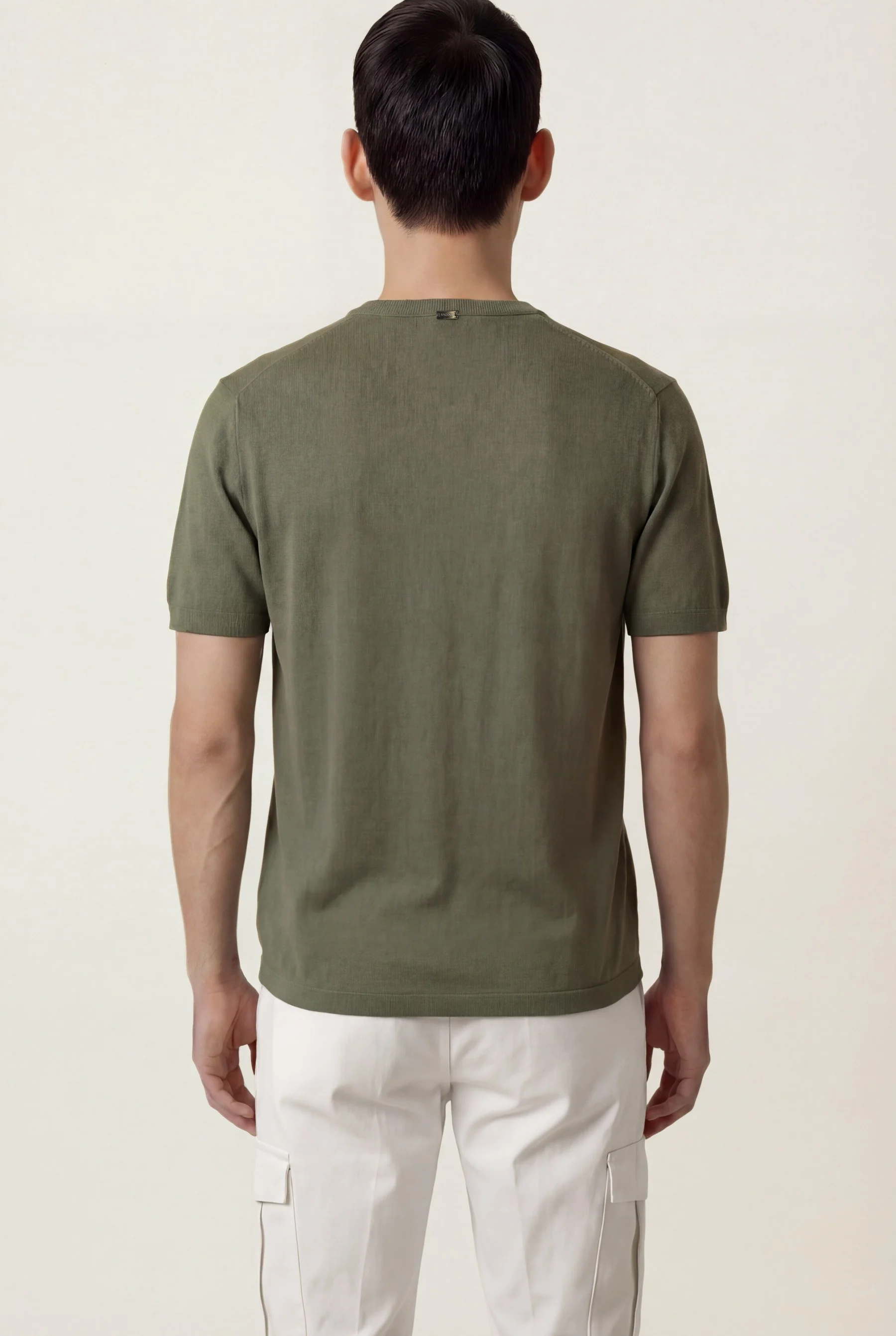 Camisola De Malha De Manga Curta Com Decote Redondo Em 100% Algodão - Image 7