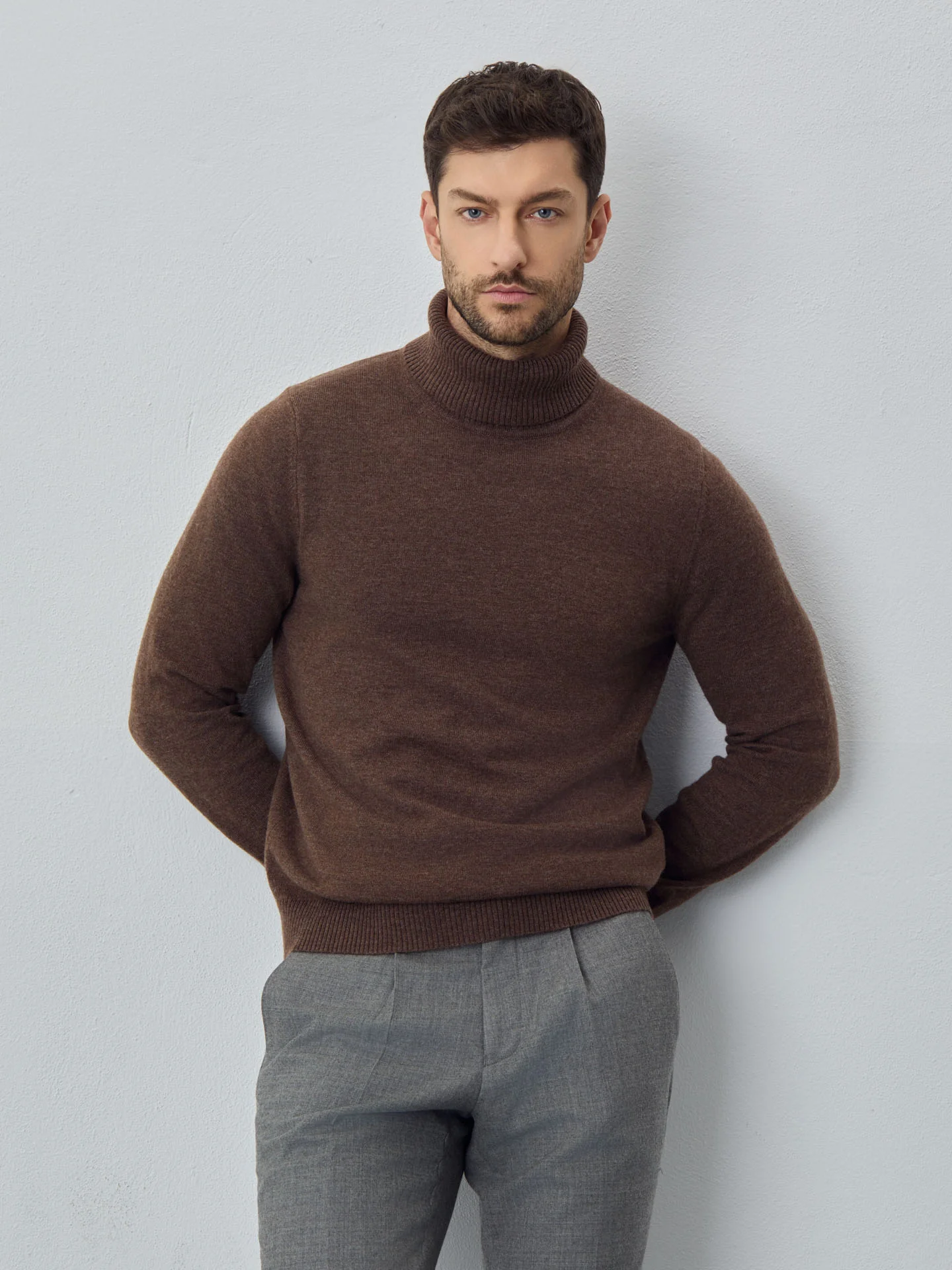 Camisola turtleneck de manga comprida lavável na máquina em mistura de lambswool - Image 5