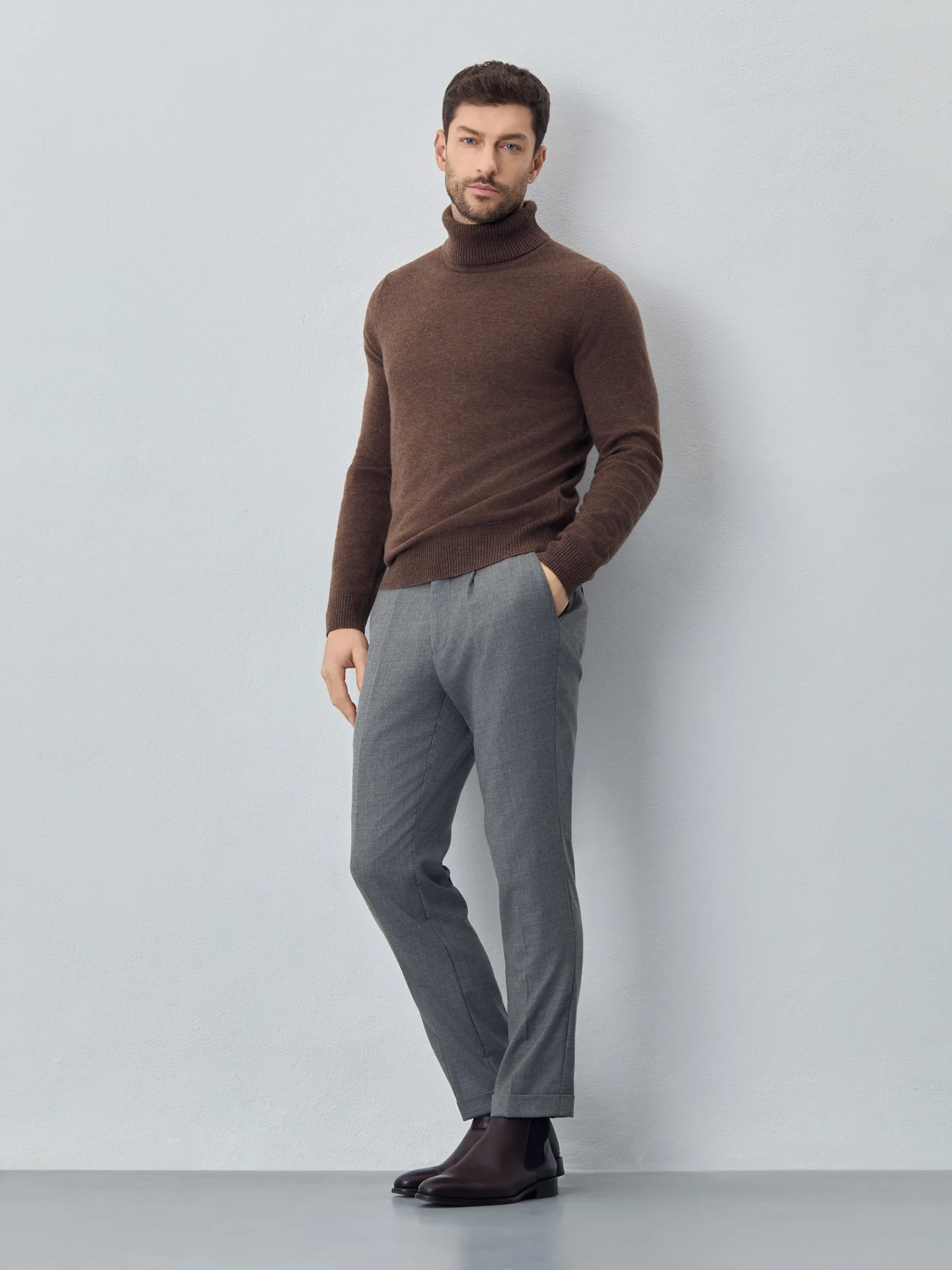 Camisola turtleneck de manga comprida lavável na máquina em mistura de lambswool - Image 7